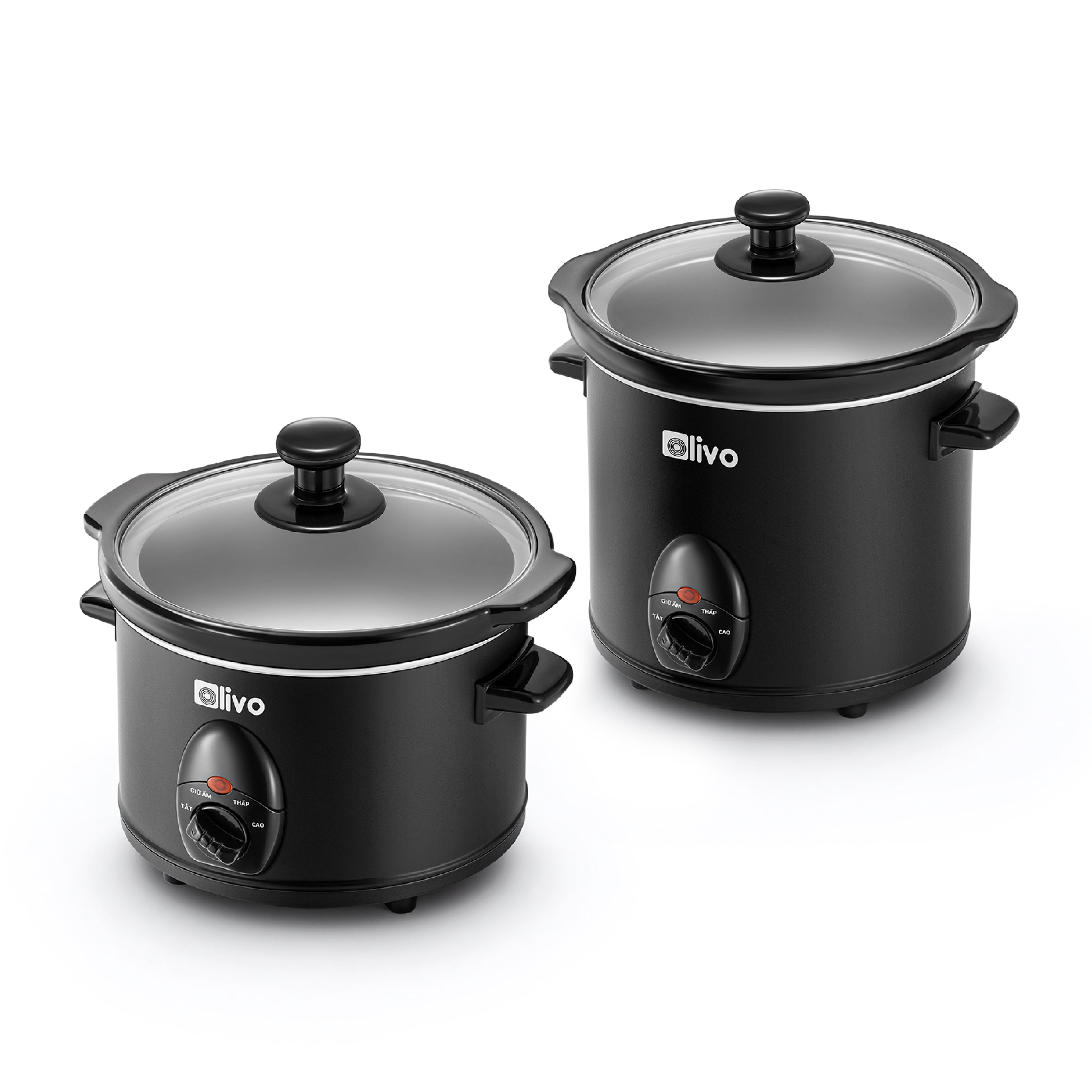 Nồi Nấu Chậm OLIVO SC25/SC30 - 3 Mức Nhiệt Cài Sẵn - Điều Khiển Núm Xoay - Lòng Gốm Tráng Men - Nắp Kính Cường Lực - Dung tích 2.5L/3L