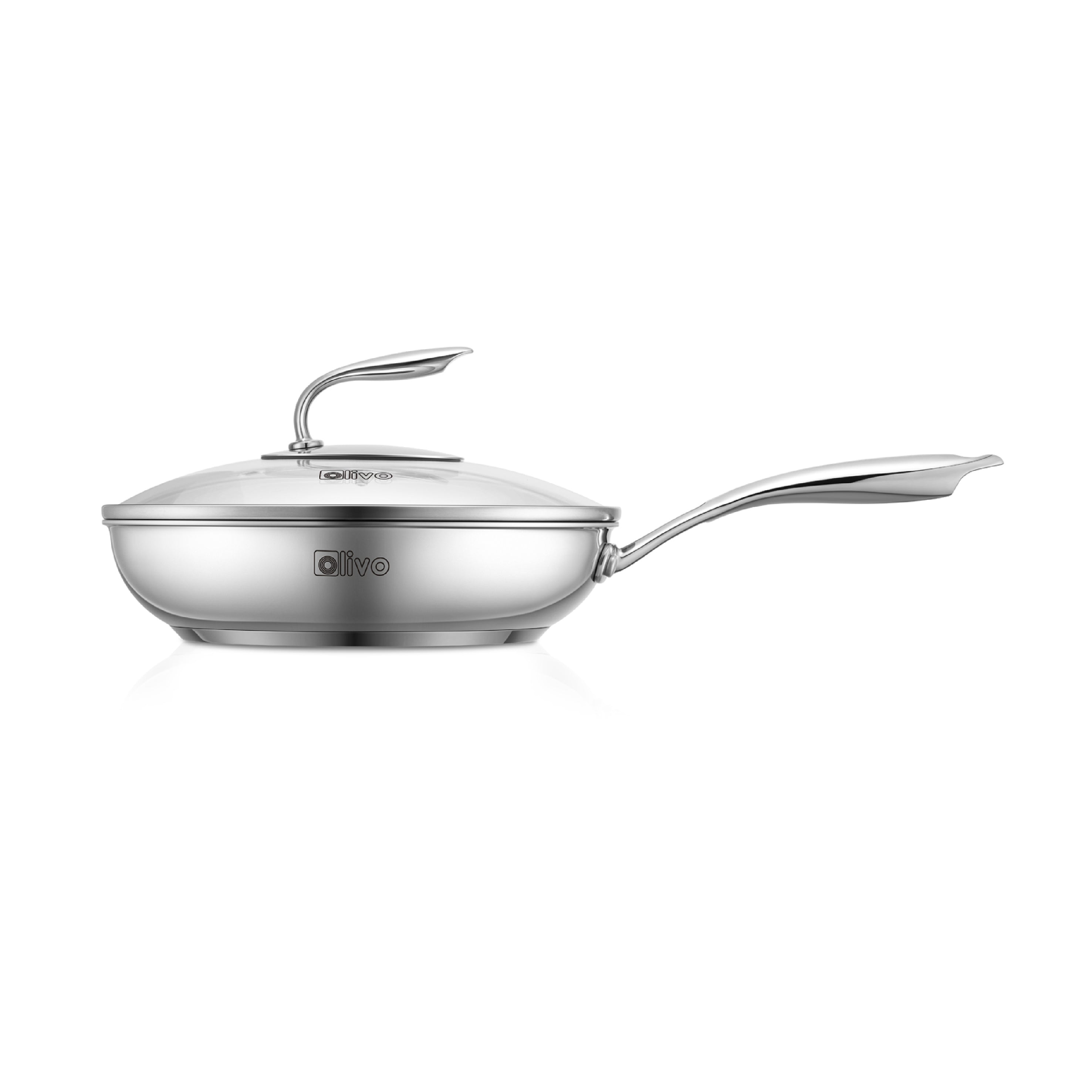 Chảo INOX OLIVO STEVE X PRO - Chống Dính Tự Nhiên, Đáy 5 Lớp, Đường Kính 24cm – Nấu Được Trên Mọi Loại Bếp