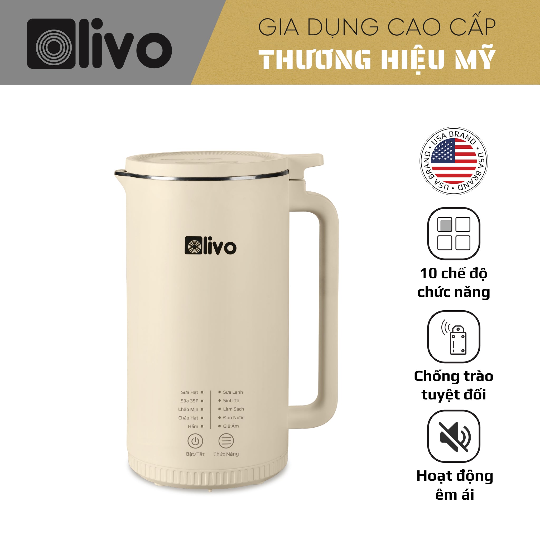 Máy Xay Nấu Đa Năng OLIVO CB2000 - Dung Tích 1000ML, Độ Ồn Thấp, Chống Trào Tuyệt Đối, Dễ Vệ Sinh