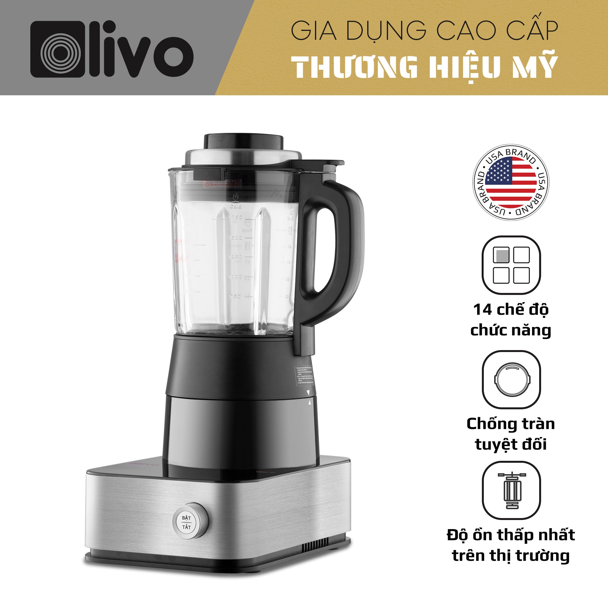 Máy Xay Nấu Cao Cấp OLIVO CB22 PRO - Độ Ồn Thấp Nhất - Chống Trào Tuyệt Đối - Vệ Sinh Khử Khuẩn