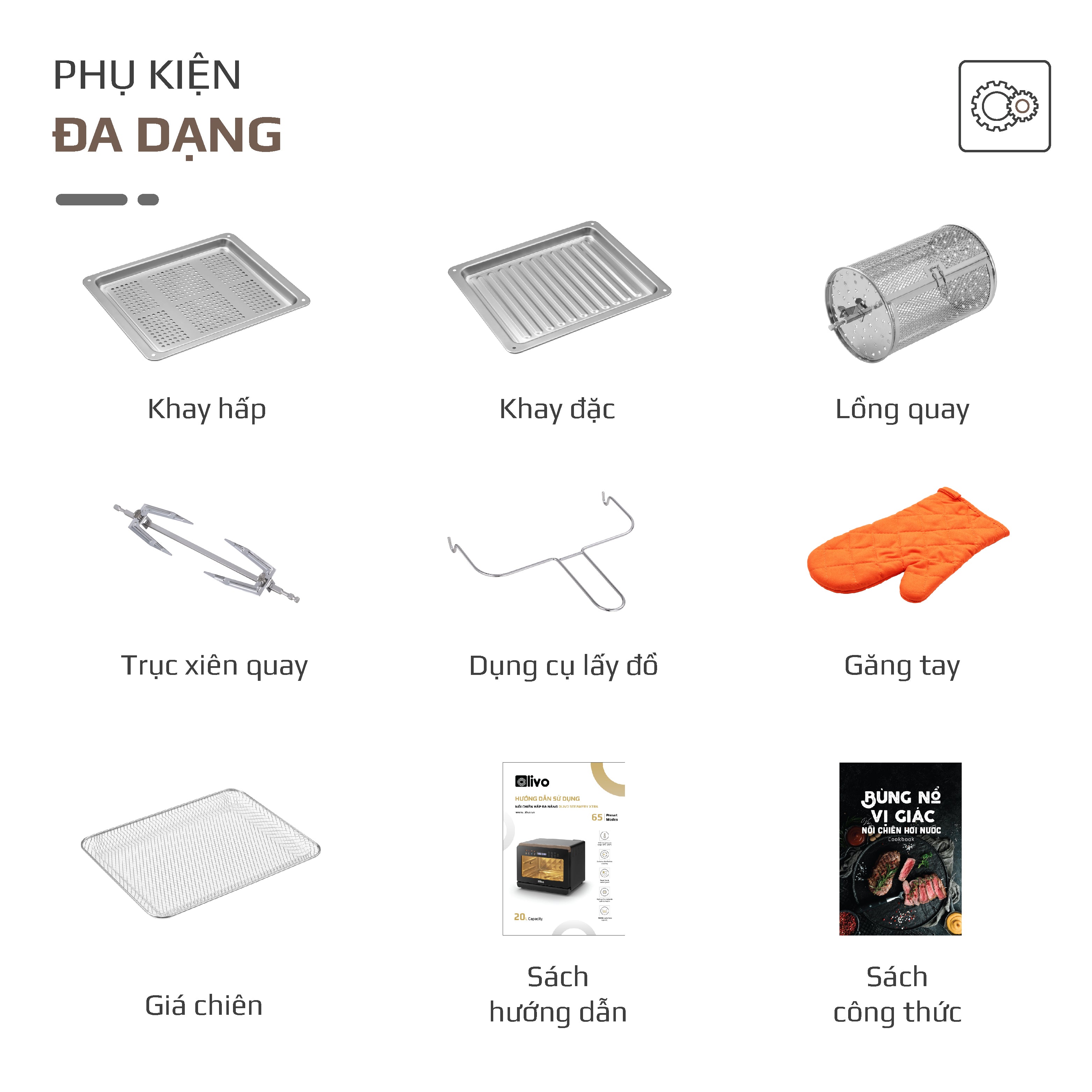 Nồi Chiên Hấp Đa Năng OLIVO SteamFry Xtra – Phiên Bản Cao Cấp, Bảng Điều Khiển OLED, Dung tích vượt trội 20L, Hấp Nano Steam/Chiên Eco Fry thế hệ thứ 2, 70 Chế Độ Cài Sẵn, Vệ Sinh Dễ Dàng