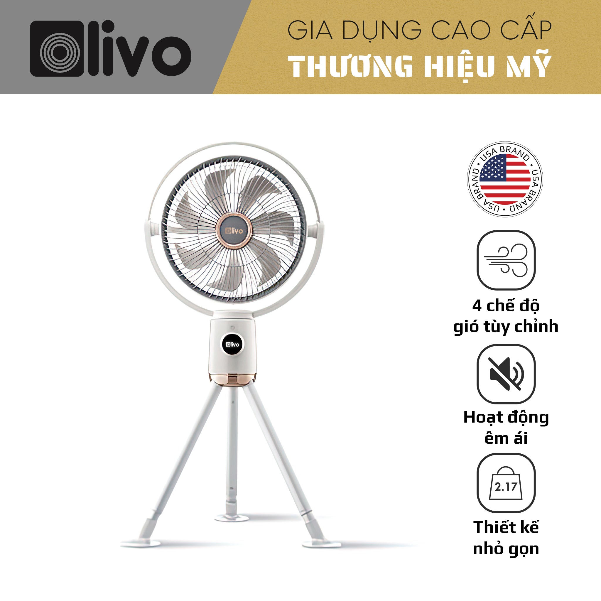 Quạt Tuần Hoàn Không Khí – Quạt Không Dây OLIVO WF1 – Chạy Êm, Sạc Nhanh 2.5 Giờ, Hoạt Động Bền Bỉ 48h – Gấp Gọn Dễ Dàng