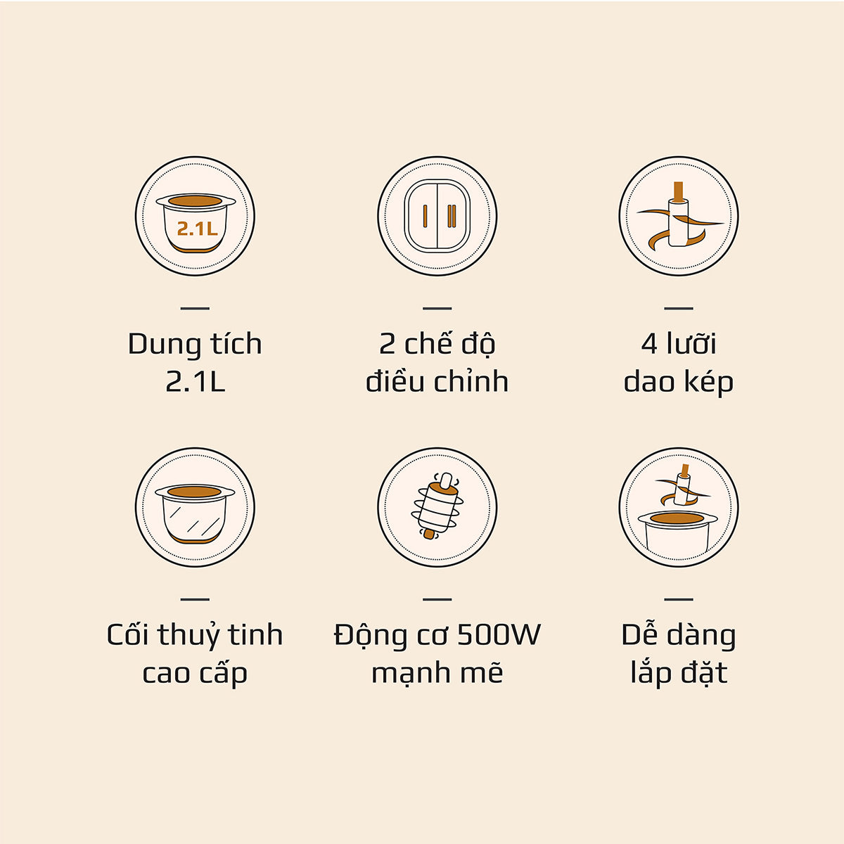 Máy Xay Thực Phẩm Đa Năng OLIVO FC21 - Dung Tích 2.1L - Công Suất 500W