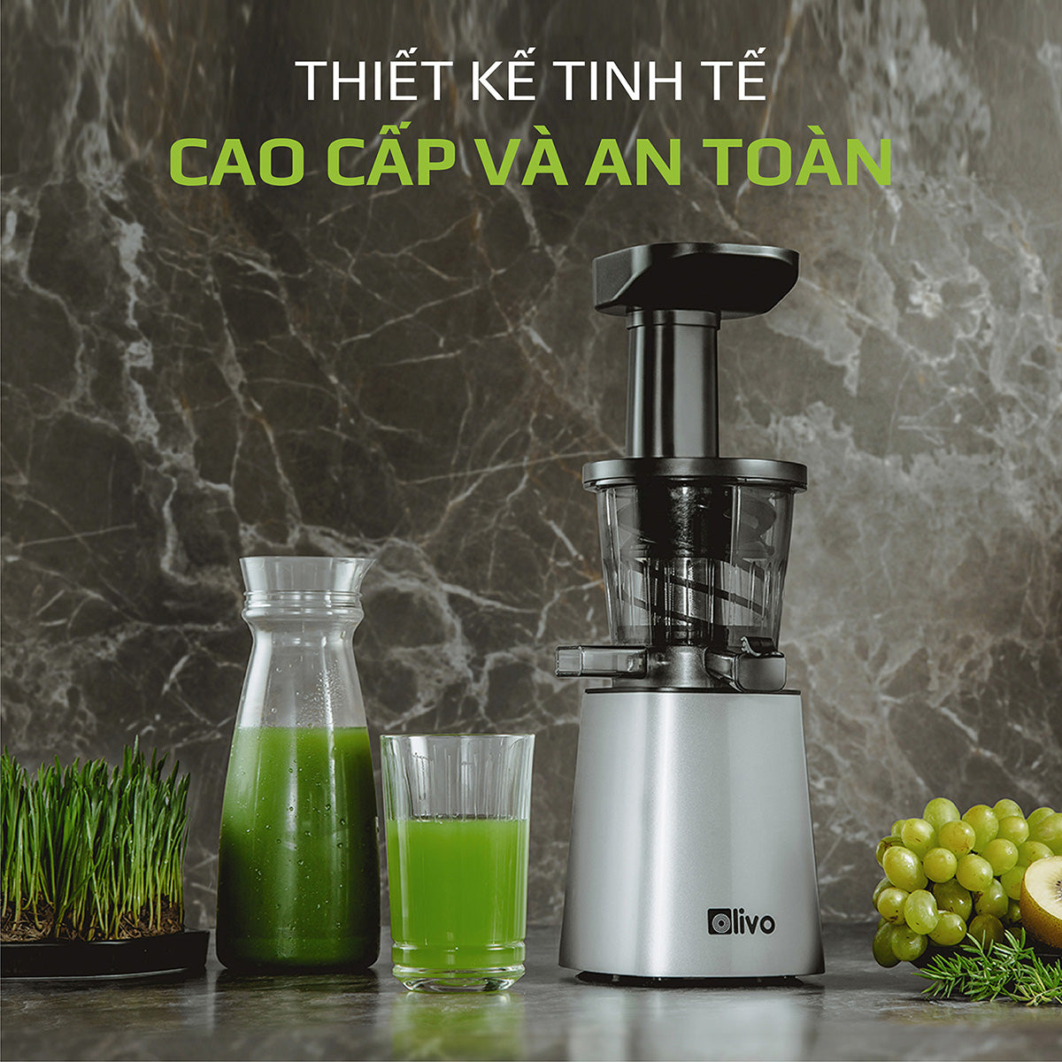 Máy Ép Chậm OLIVO SJ210- Ép Kiệt Bã 97% - Ép Trái Cây Hoa Quả Rau Củ Đa Năng