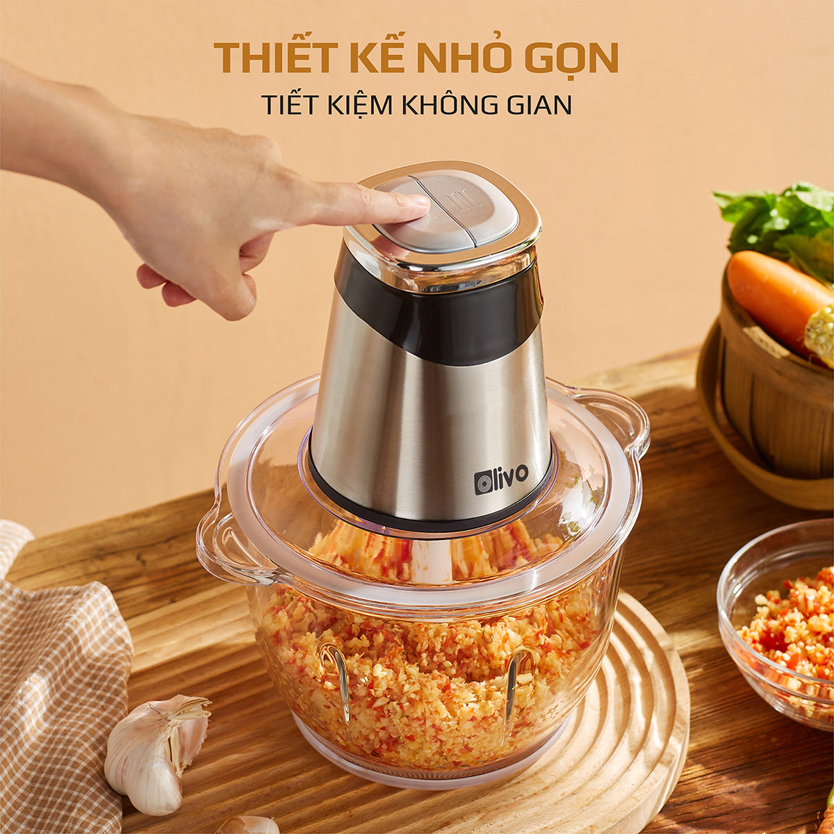 Máy Xay Thực Phẩm Đa Năng OLIVO FC21 - Dung Tích 2.1L - Công Suất 500W