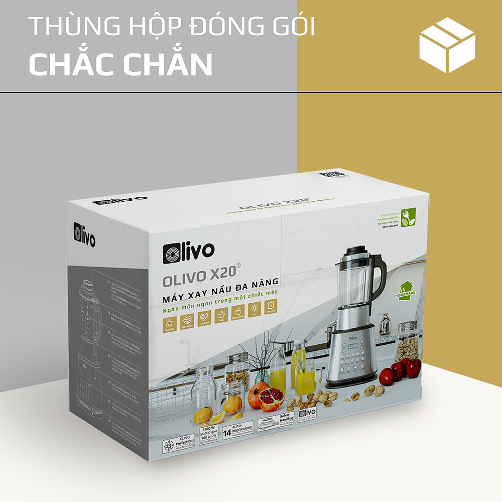Máy Làm Sữa Hạt OLIVO X20 - Nấu Sữa Hạt, Xay Sữa Hạt, Làm Sữa Thảo Mộc Đa Năng