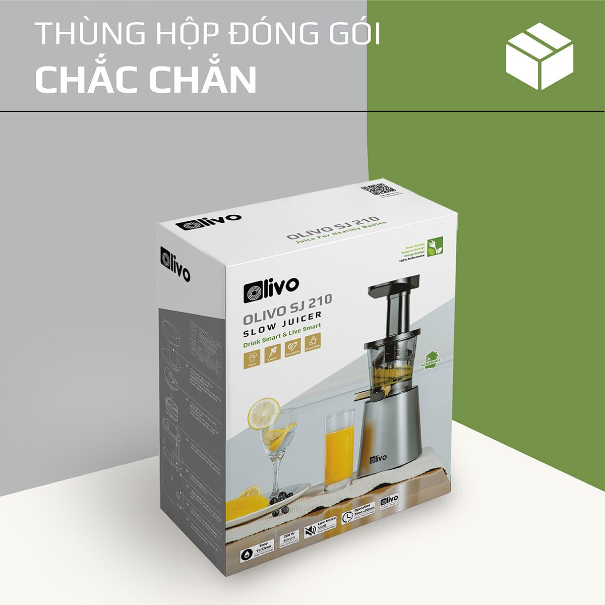 Máy Ép Chậm OLIVO SJ210- Ép Kiệt Bã 97% - Ép Trái Cây Hoa Quả Rau Củ Đa Năng