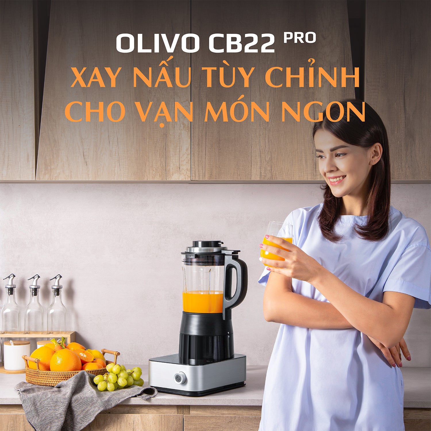 Máy Xay Nấu Cao Cấp OLIVO CB22 PRO - Độ Ồn Thấp Nhất - Chống Trào Tuyệt Đối - Vệ Sinh Khử Khuẩn