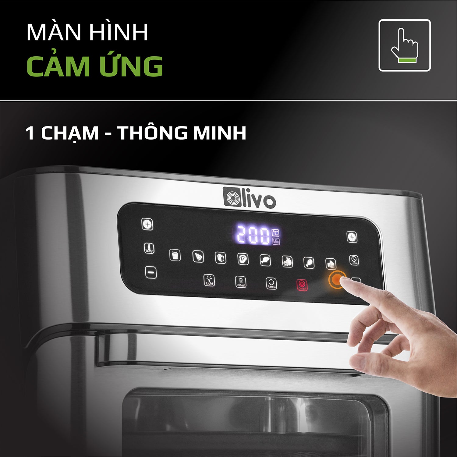 Nồi Chiên Không Dầu OLIVO AF12- Dung Tích 12L - Công Suất 1800W