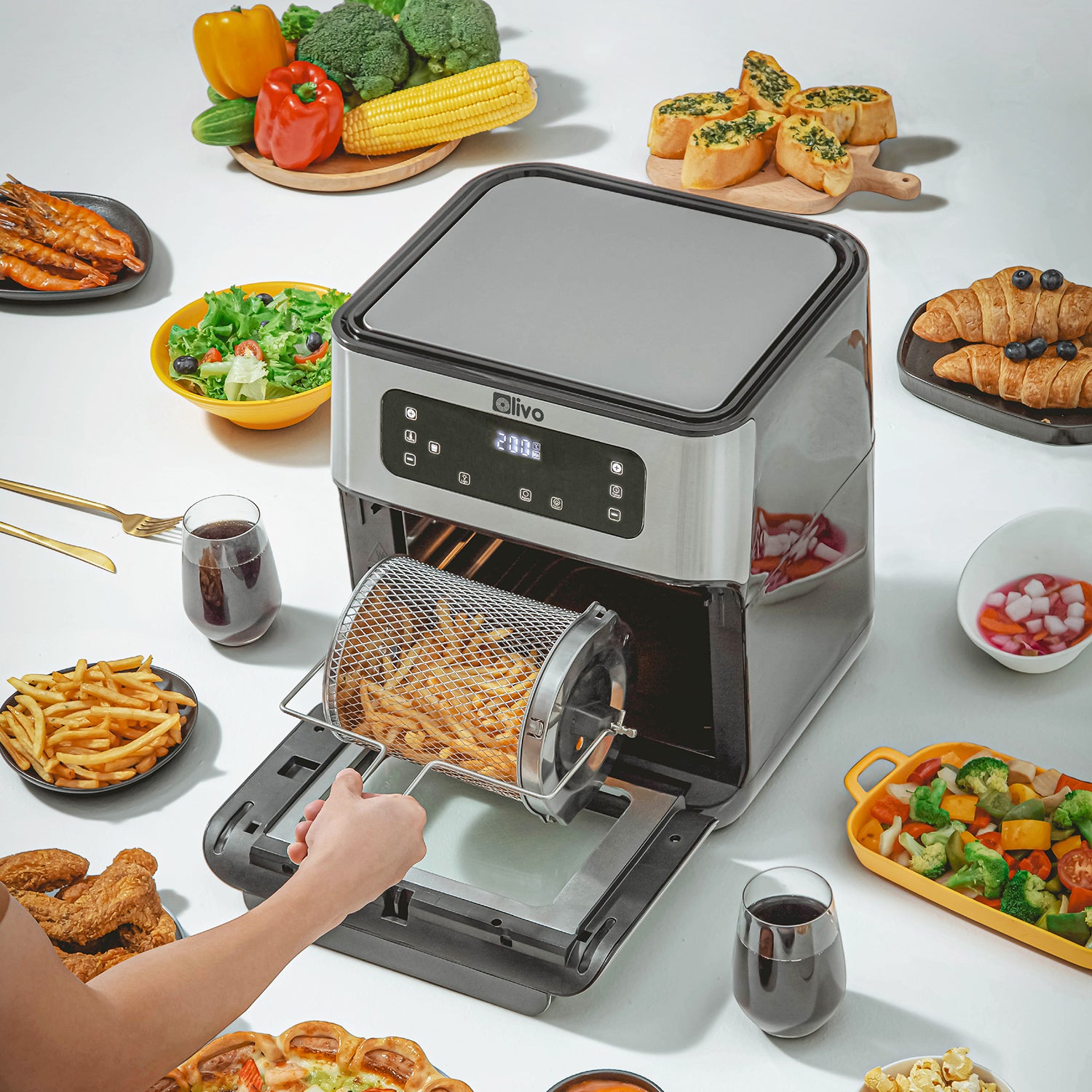 Nồi Chiên Không Dầu OLIVO AF12- Dung Tích 12L - Công Suất 1800W