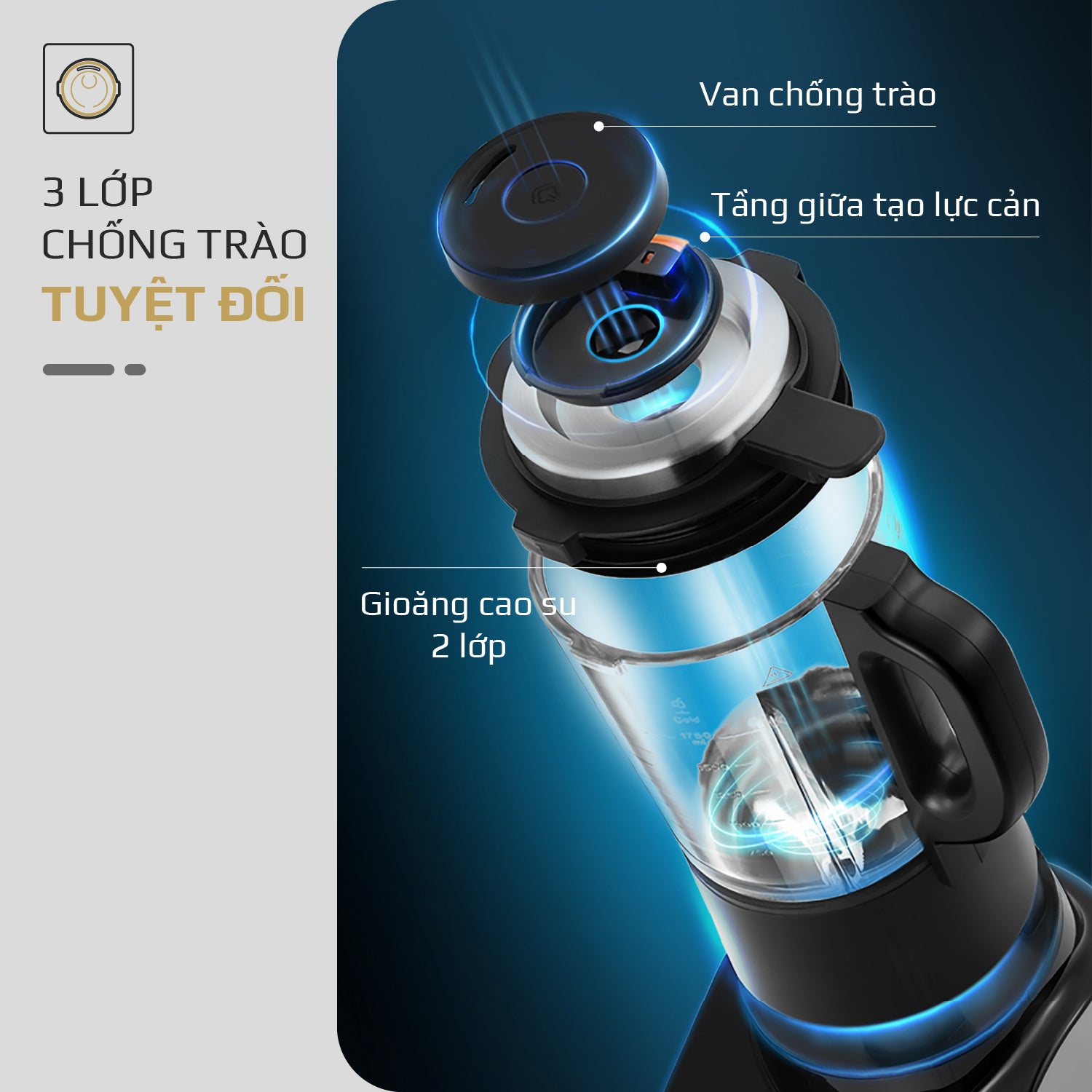 Máy Xay Nấu Đa Năng OLIVO CB20 - Độ Ồn Thấp Nhất - Chống Trào Tuyệt Đối - Vệ Sinh Khử Khuẩn - Chống Dính Gốm