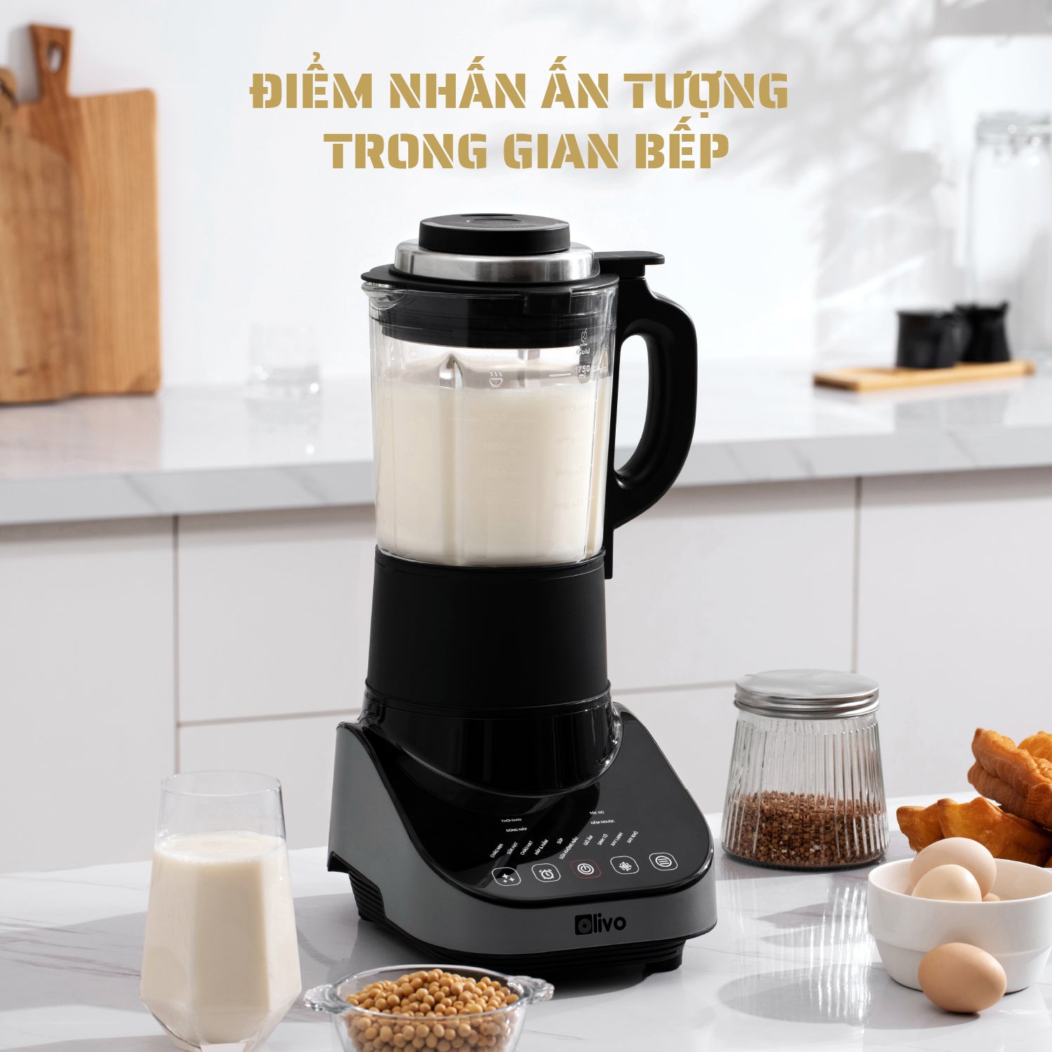 Máy Xay Nấu Đa Năng OLIVO CB20 - Độ Ồn Thấp Nhất - Chống Trào Tuyệt Đối - Vệ Sinh Khử Khuẩn - Chống Dính Gốm