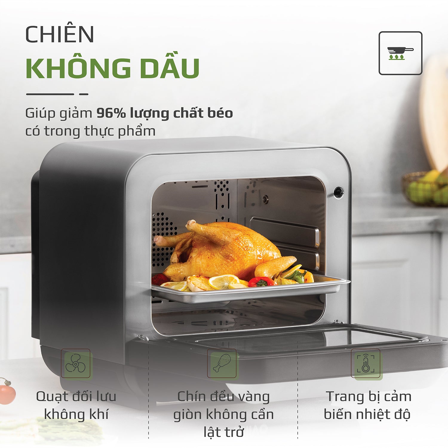 Nồi Chiên Hơi Nước OLIVO SF18 - 50 Chức Năng - Dung Tích 18L - Công Suất 2450W