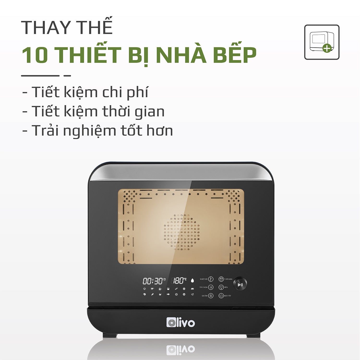 Nồi Chiên Hơi Nước OLIVO SF18 - 50 Chức Năng - Dung Tích 18L - Công Suất 2450W