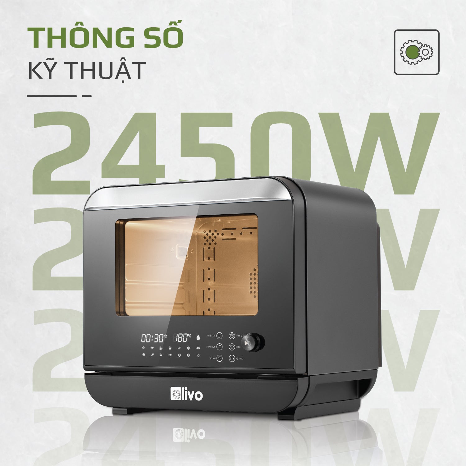 Nồi Chiên Hơi Nước OLIVO SF18 - 50 Chức Năng - Dung Tích 18L - Công Suất 2450W