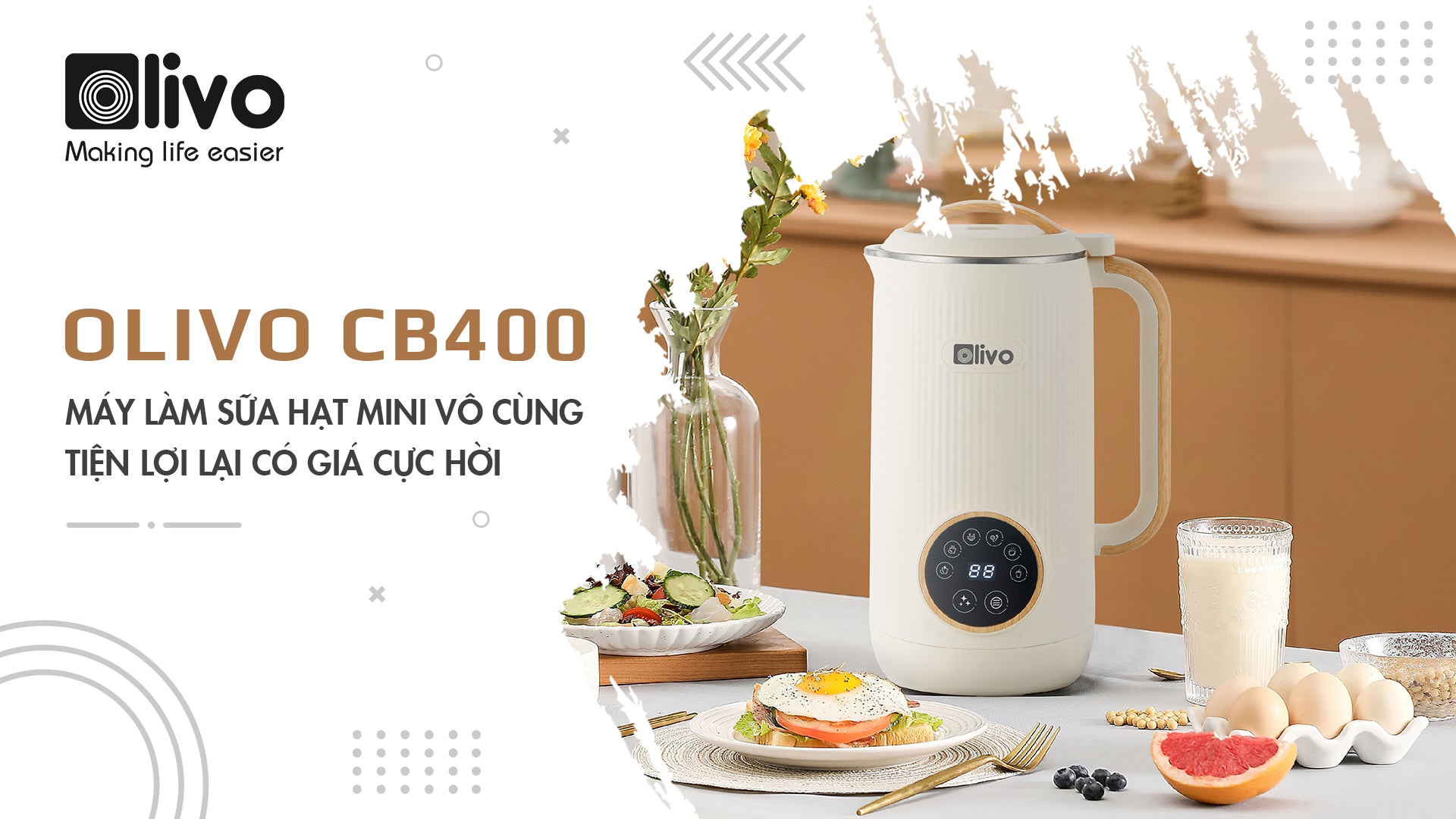 OLIVO CB400 - Máy làm sữa hạt mini vô cùng tiện lợi lại có giá cực hời