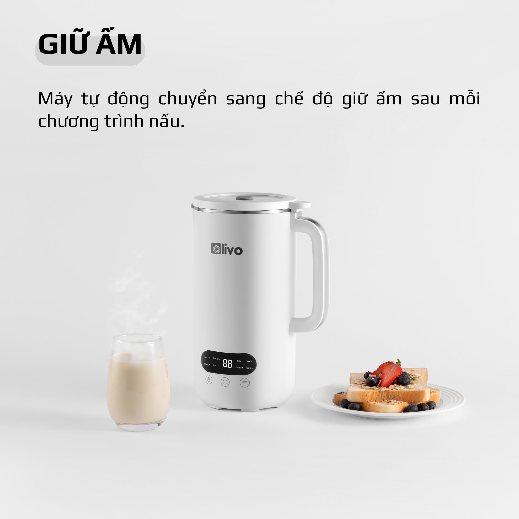 Máy Xay Nấu Đa Năng OLIVO CB1000 - Dung Tích 1L - 9 Chế Độ - Lòng Cối Inox 304 - Nắp Kính Cường Lực - Công Suất 880W - Chống Trào Tuyệt Đối