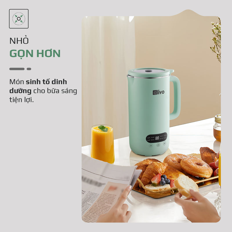 Máy Xay Nấu Đa Năng OLIVO CB1000 - Dung Tích 1L, Nắp INOX Kết Hợp Kính Cường Lực Duy Nhất Trên Thị Trường, Công Suất 880W, 9 Chế Độ, Chống Trào Tuyệt Đối