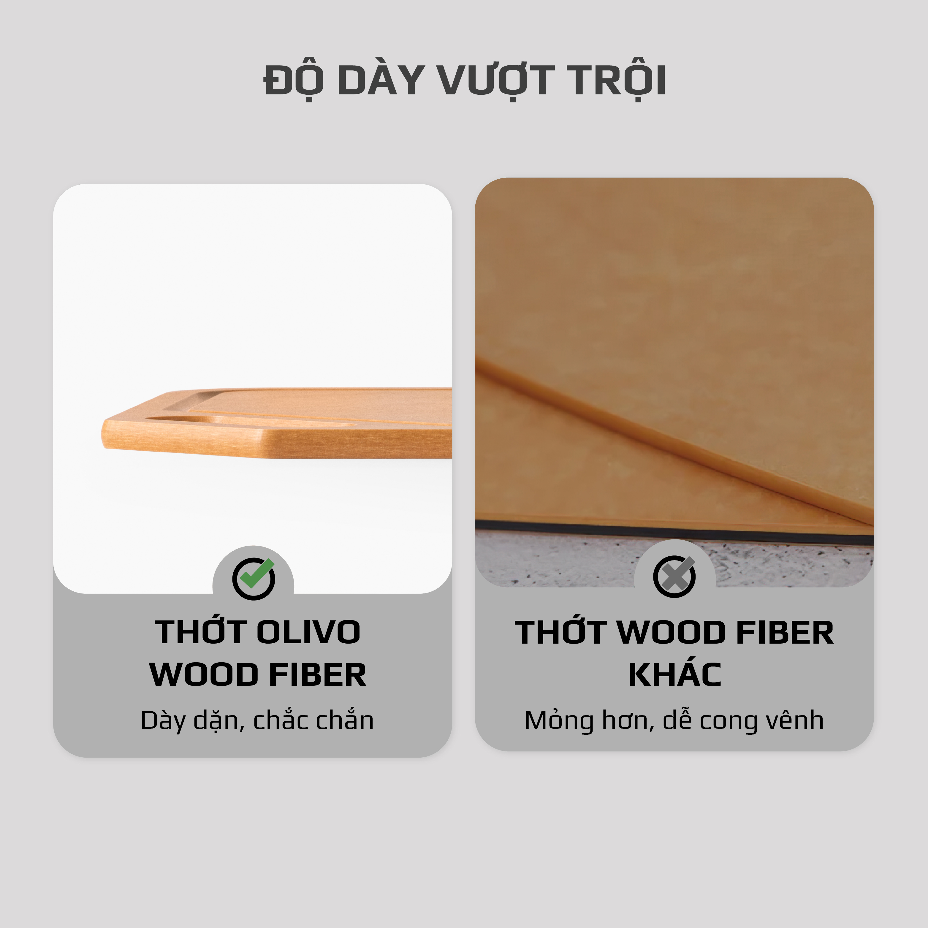 Thớt Sợi Gỗ OLIVO Wood Fiber K30S – K37S – Chống Cong Vênh, Ẩm Mốc, Không Bám Mùi Thực Phẩm – Sử Dụng Được Với Máy Rửa Bát