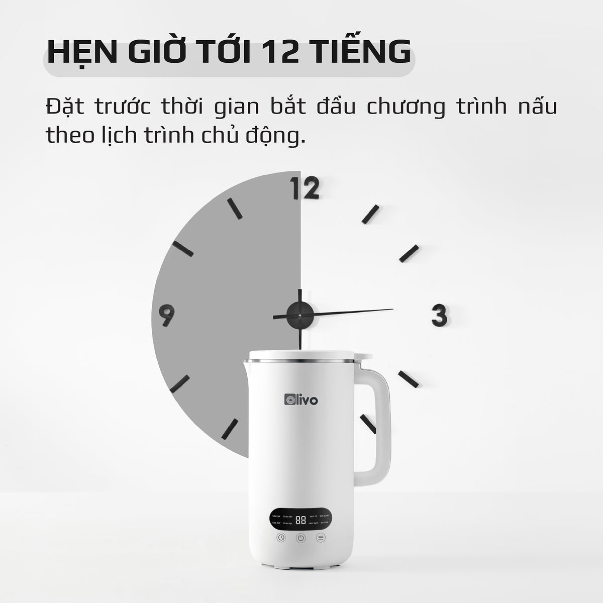 Máy Xay Nấu Đa Năng OLIVO CB1000 - Dung Tích 1L - 9 Chế Độ - Lòng Cối Inox 304 - Nắp Kính Cường Lực - Công Suất 880W - Chống Trào Hiệu Quả