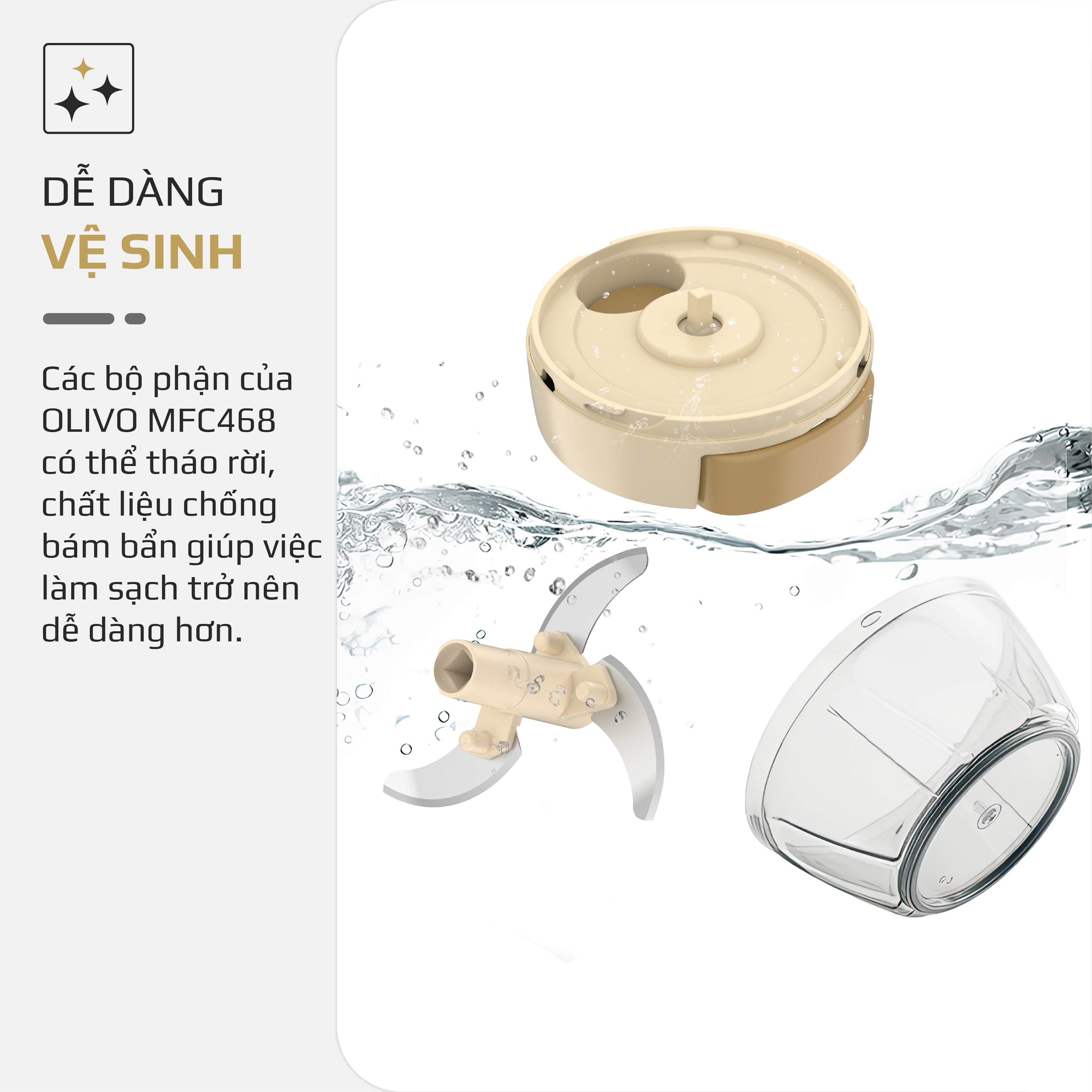 Dụng Cụ Xay Thực Phẩm Đa Năng Mini OLIVO MFC468 – Xay Tỏi Ớt, Xay Thịt, Xay Hạt Tiện Lợi – Nắp Lật Tiện Dụng - Dây Kéo Chắc Chắn – Dung Tích 400ML – Dễ Dàng Vệ Sinh