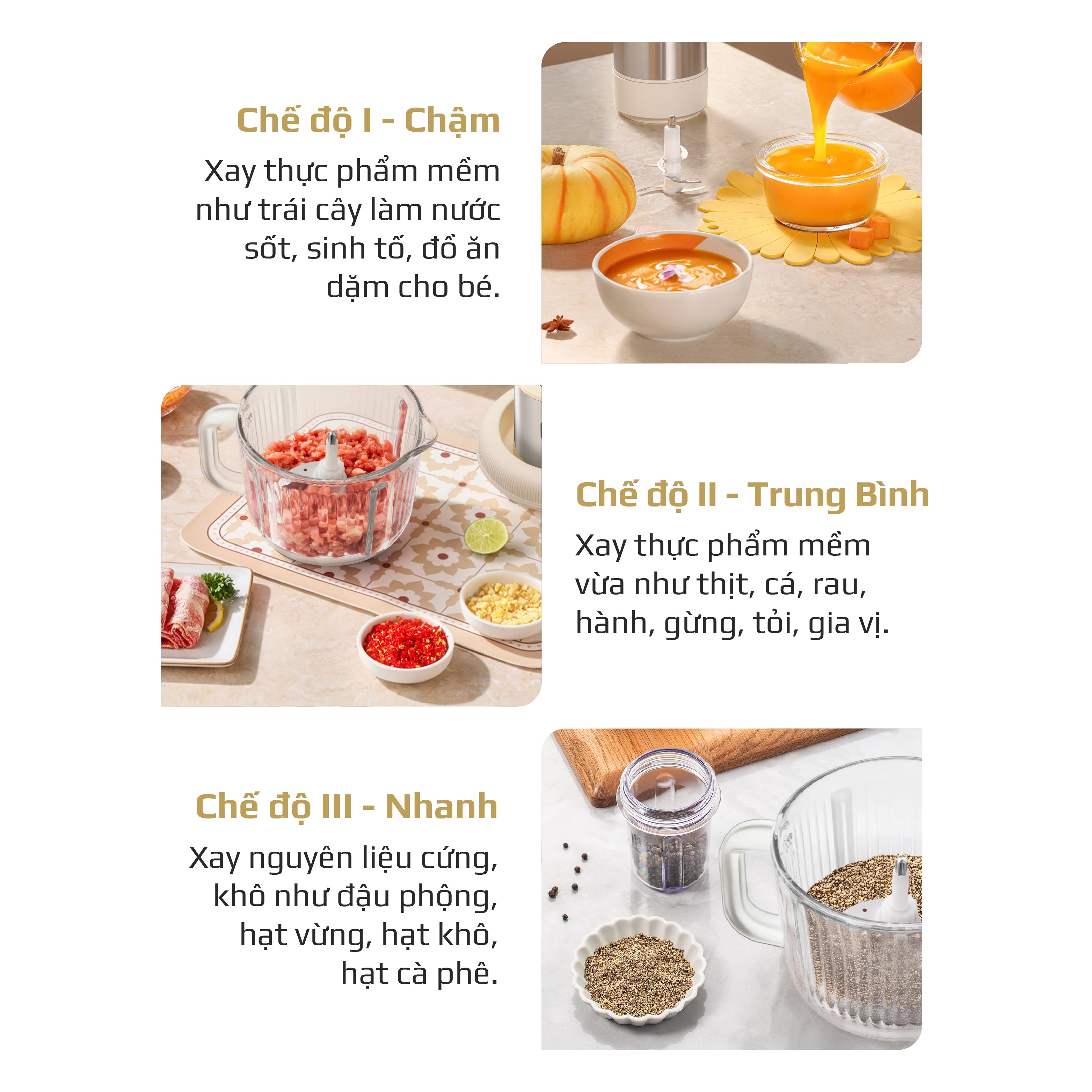 Máy Xay Thực Phẩm Đa Năng OLIVO FC25 - 2 Cối Xay - Dung Tích 2L Và 300ML - Công Suất 300W - 3 Chế Độ Xay