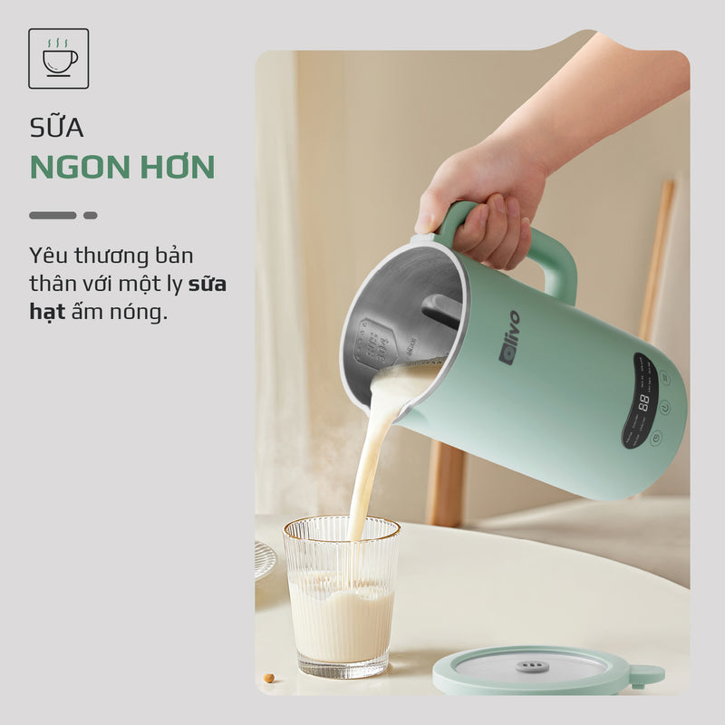 Máy Xay Nấu Đa Năng OLIVO CB1000 - Dung Tích 1L, Nắp INOX Kết Hợp Kính Cường Lực Duy Nhất Trên Thị Trường, Công Suất 880W, 9 Chế Độ, Chống Trào Tuyệt Đối
