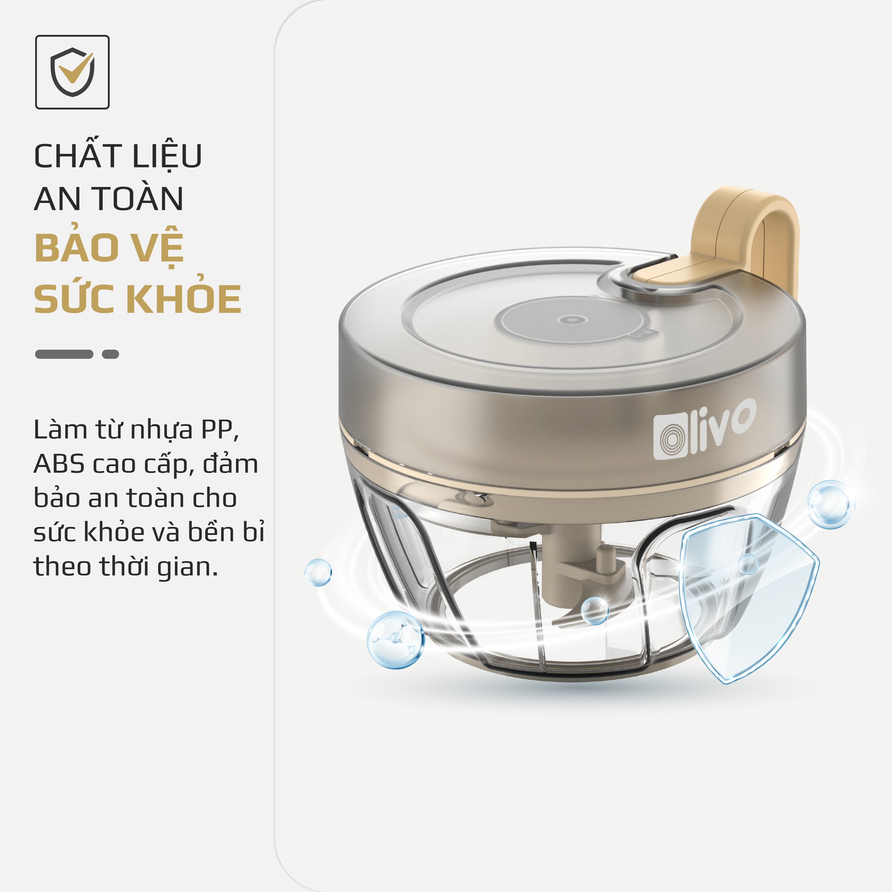 Dụng Cụ Xay Thực Phẩm Đa Năng Mini OLIVO MFC442 – Xay Tỏi Ớt, Xay Thịt, Xay Hạt Tiện Lợi – Dây Kéo Chắc Chắn – Dung Tích 400ML – Dễ Dàng Vệ Sinh