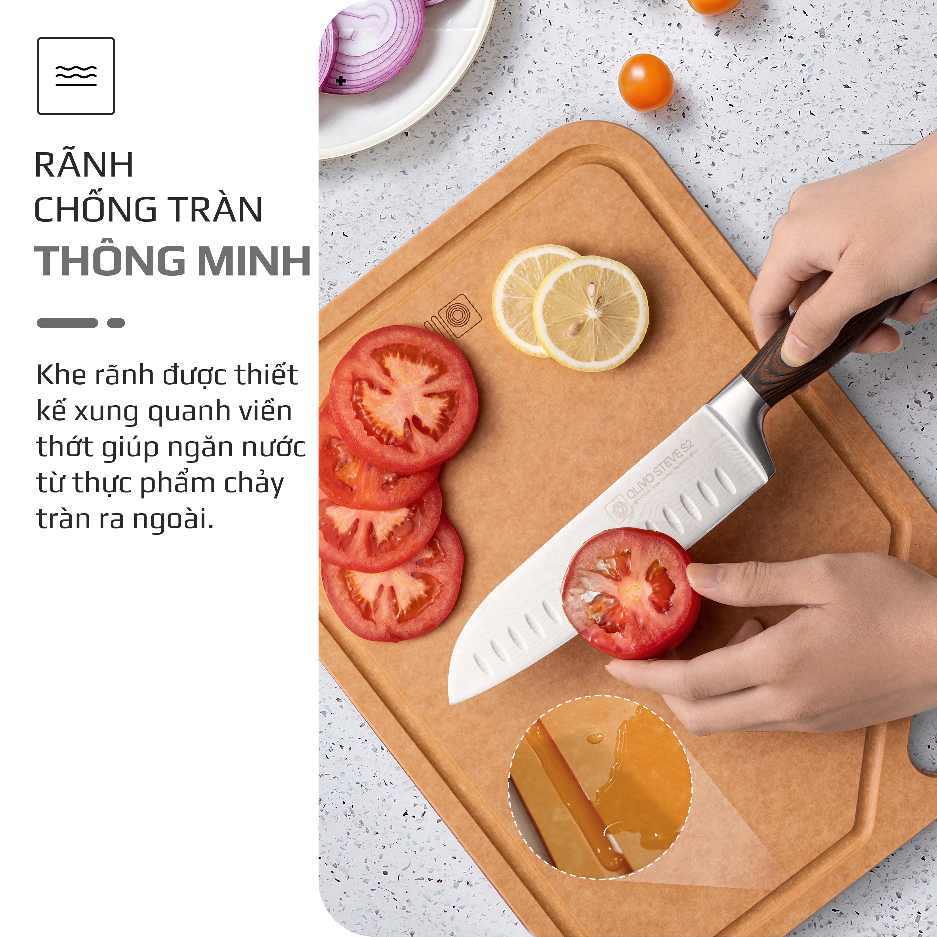 Thớt Sợi Gỗ OLIVO Wood Fiber K30S – K37S – Chống Cong Vênh, Ẩm Mốc, Không Bám Mùi Thực Phẩm – Sử Dụng Được Với Máy Rửa Bát