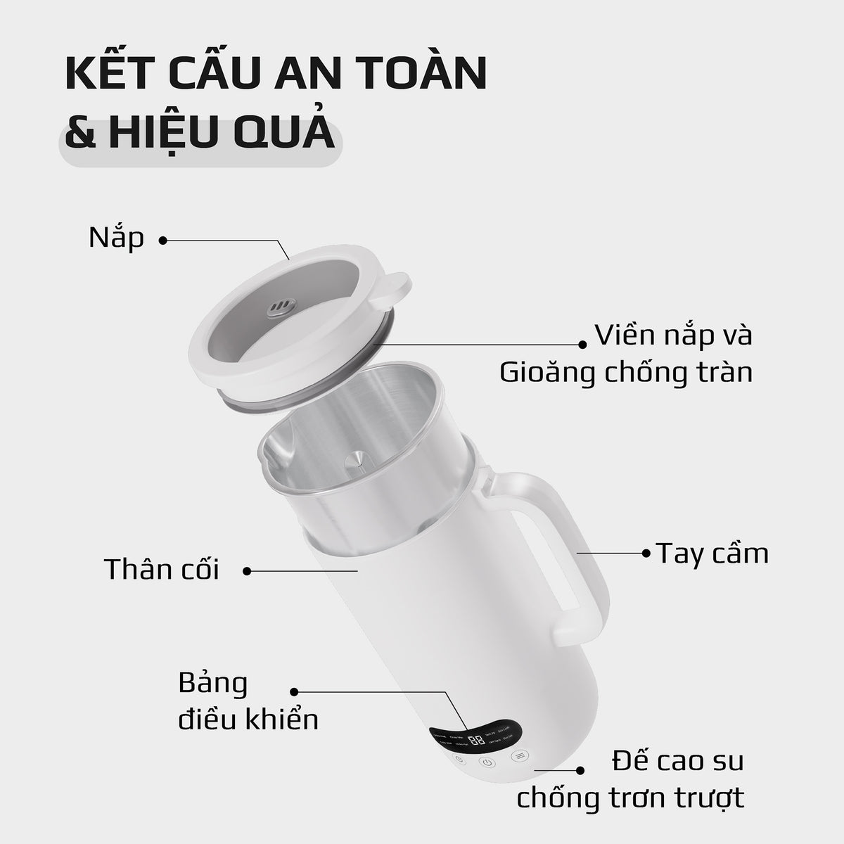 Máy Xay Nấu Đa Năng OLIVO CB1000 - Dung Tích 1L - 9 Chế Độ - Lòng Cối Inox 304 - Nắp Kính Cường Lực - Công Suất 880W - Chống Trào Hiệu Quả