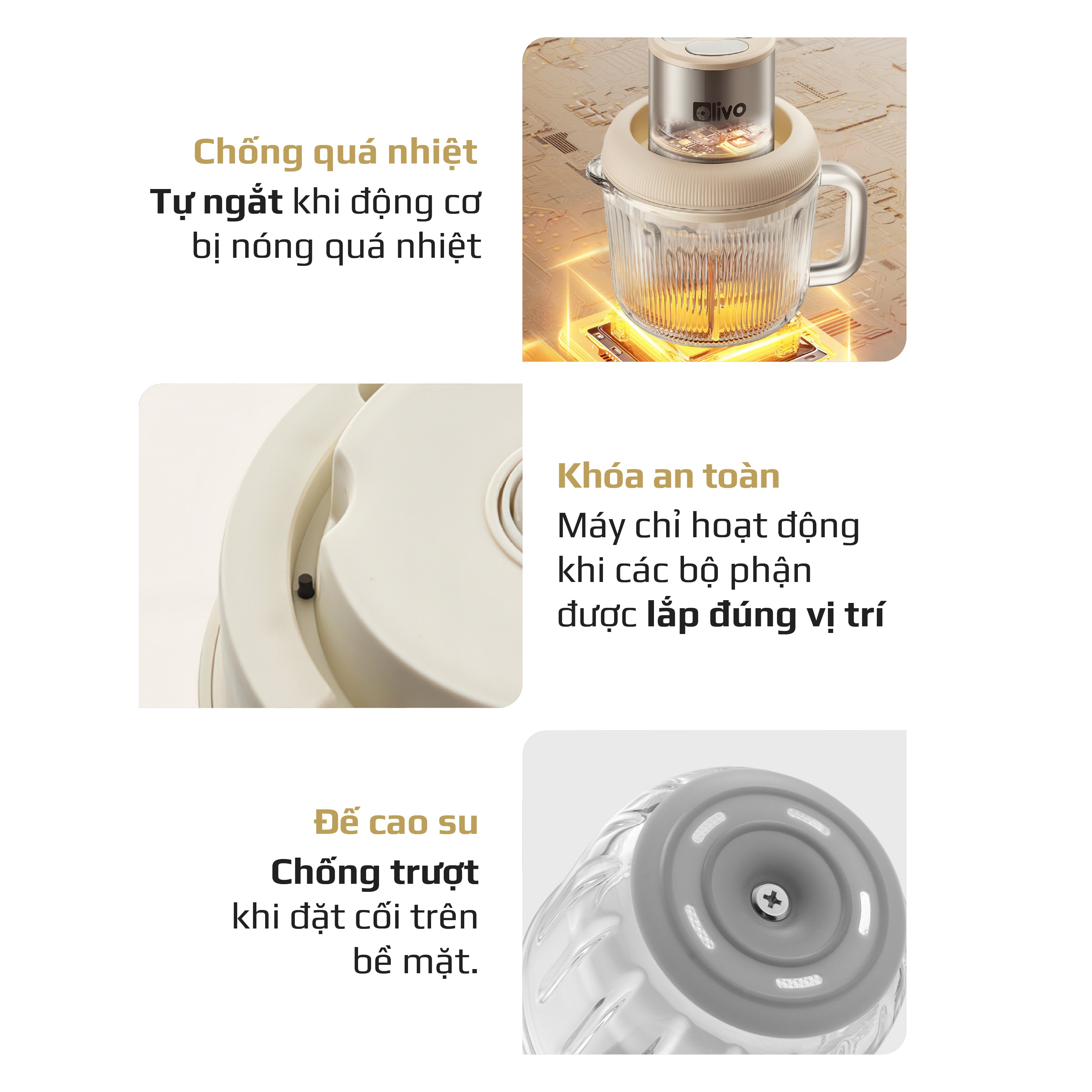 Máy Xay Thực Phẩm Đa Năng OLIVO FC25 - 2 Cối Xay - Dung Tích 2L Và 300ML - Công Suất 300W - 3 Chế Độ Xay