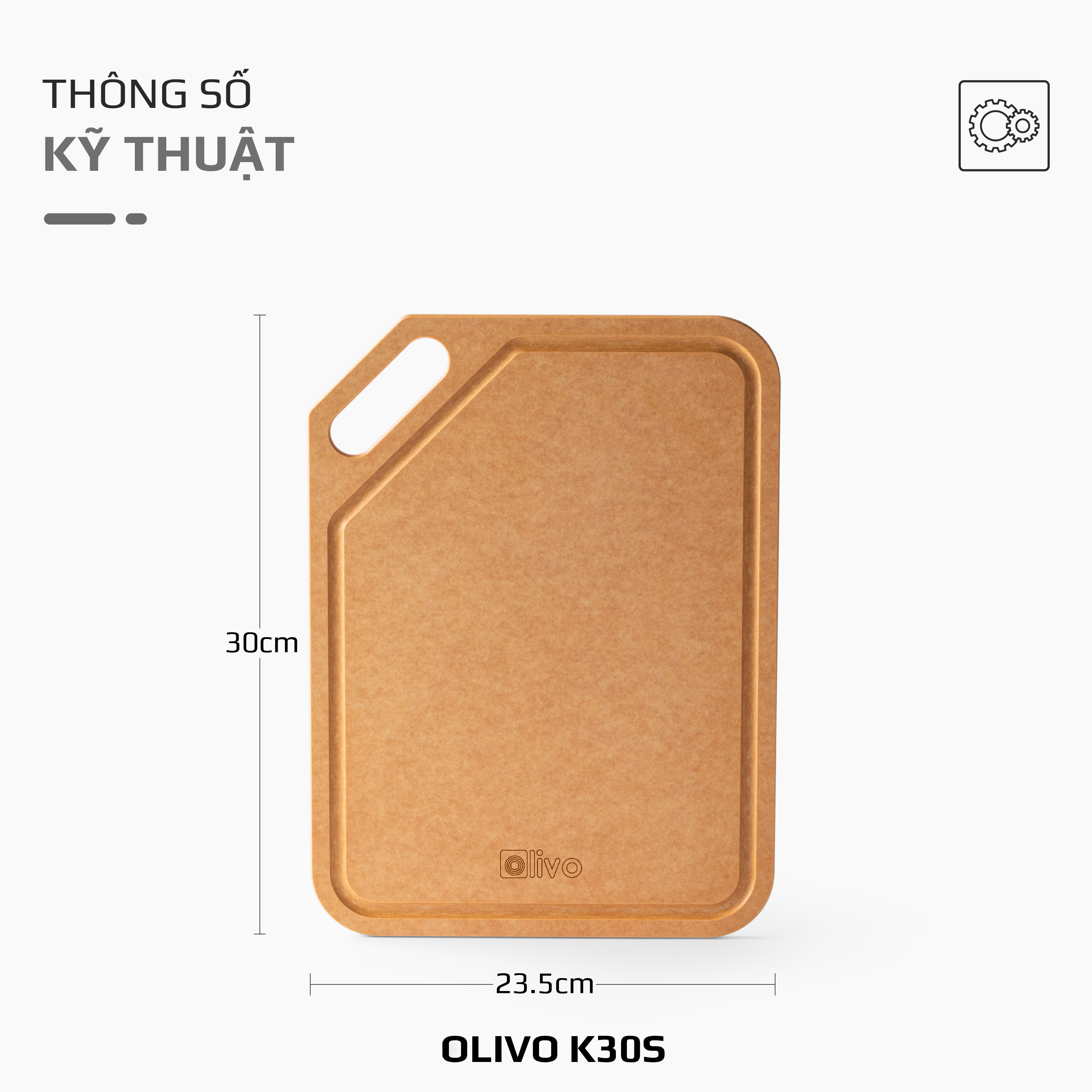 Thớt Sợi Gỗ OLIVO Wood Fiber K30S – K37S – Chống Cong Vênh, Ẩm Mốc, Không Bám Mùi Thực Phẩm – Sử Dụng Được Với Máy Rửa Bát