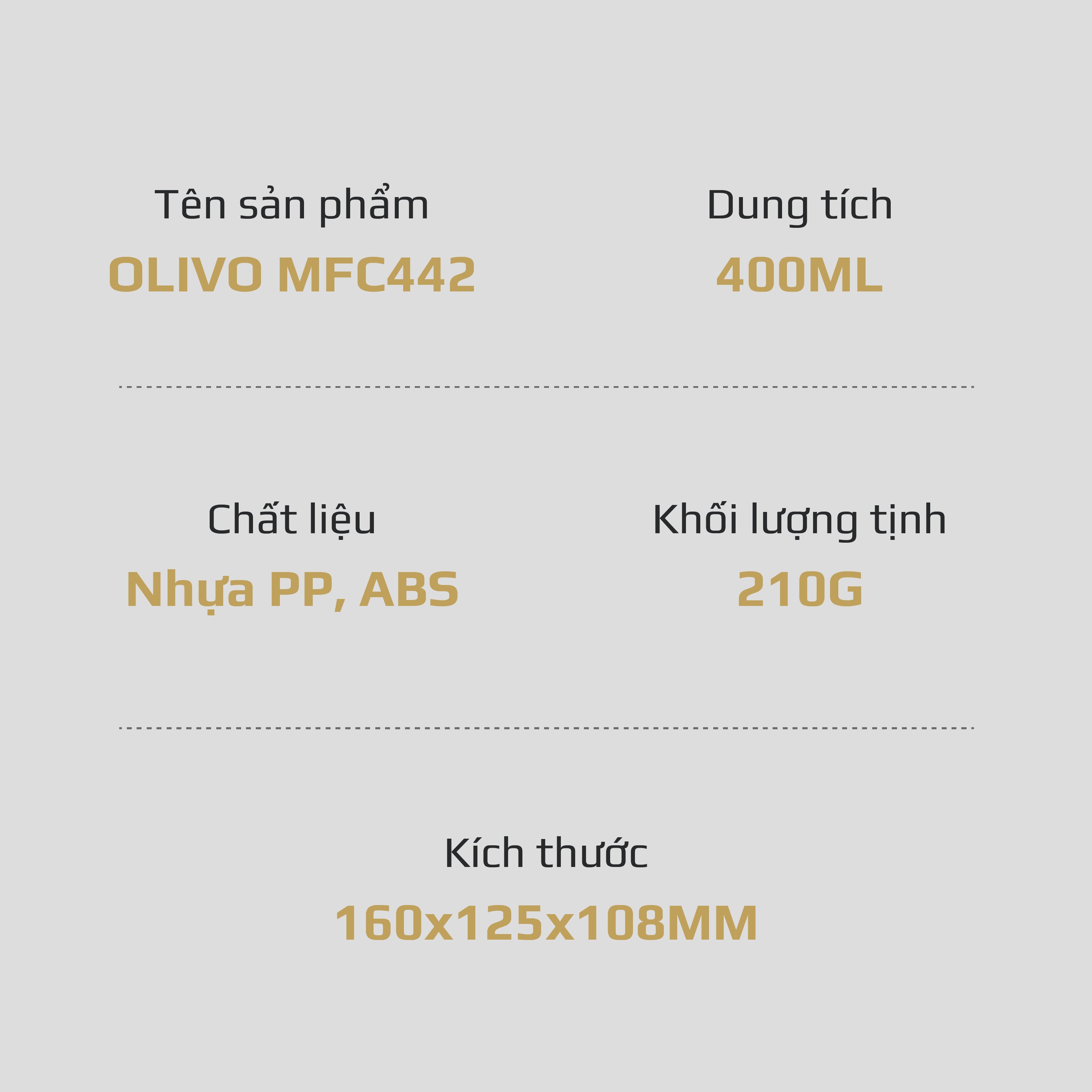 Dụng Cụ Xay Thực Phẩm Đa Năng Mini OLIVO MFC442 – Xay Tỏi Ớt, Xay Thịt, Xay Hạt Tiện Lợi – Dây Kéo Chắc Chắn – Dung Tích 400ML – Dễ Dàng Vệ Sinh
