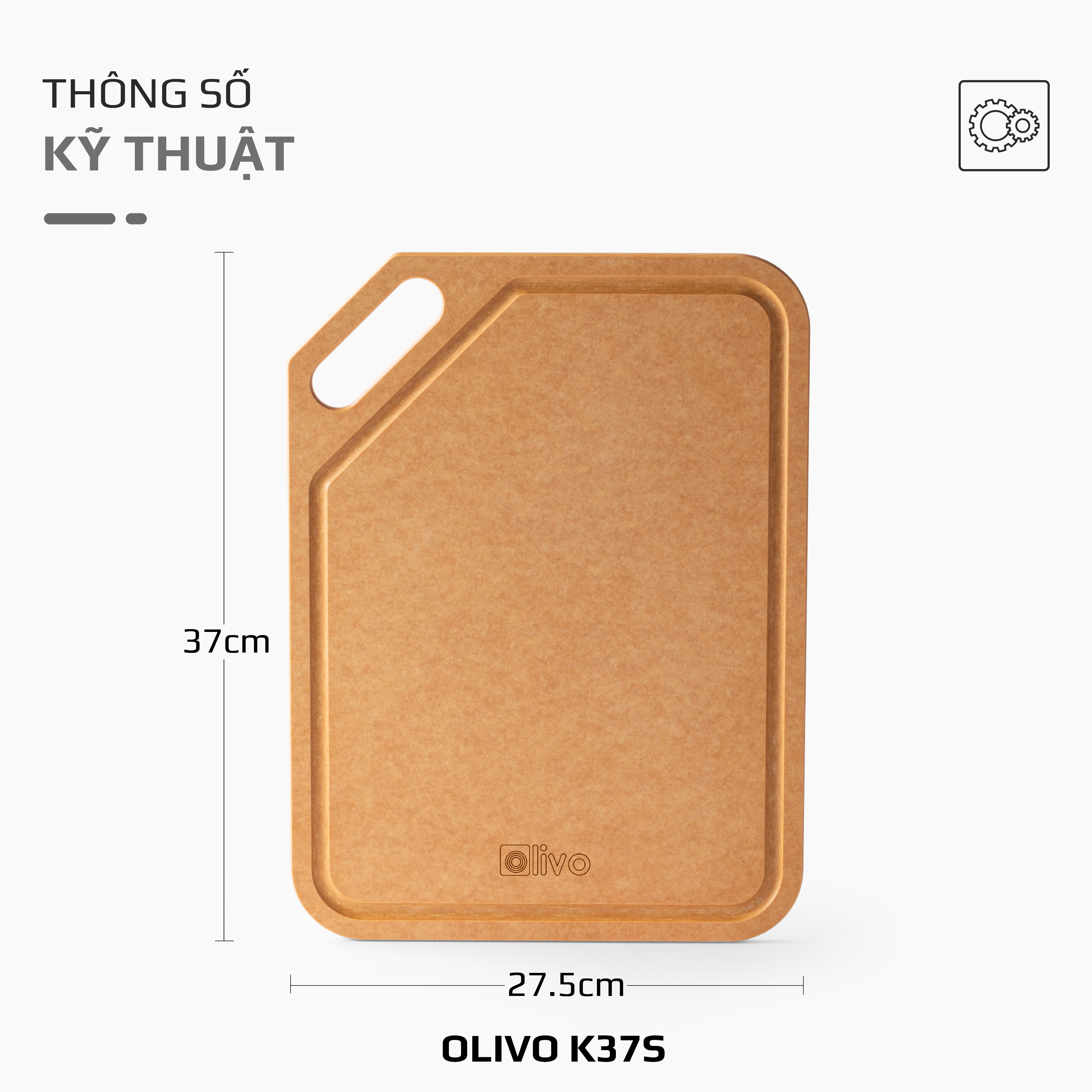Thớt Sợi Gỗ OLIVO Wood Fiber K30S – K37S – Chống Cong Vênh, Ẩm Mốc, Không Bám Mùi Thực Phẩm – Sử Dụng Được Với Máy Rửa Bát