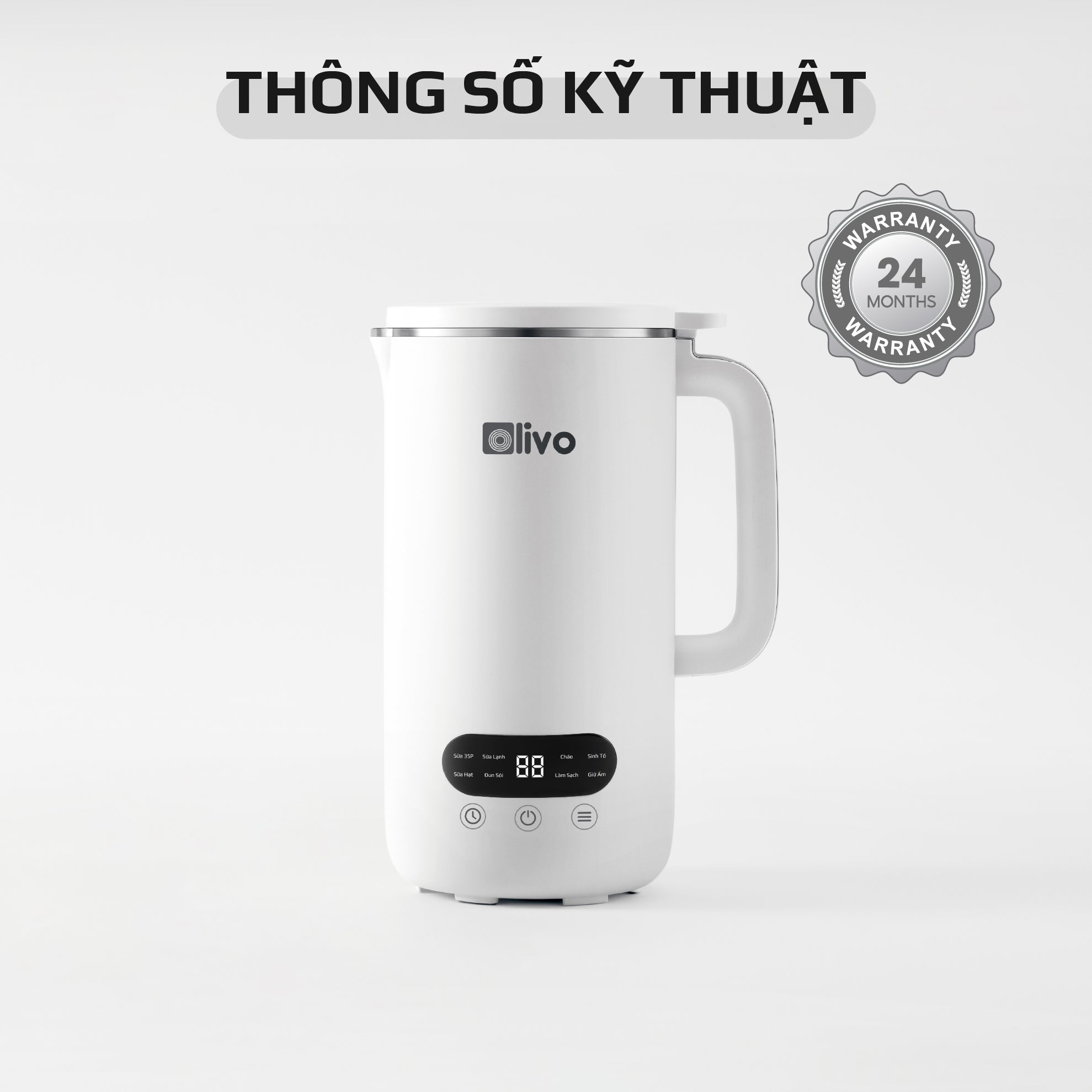 Máy Xay Nấu Đa Năng OLIVO CB1000 - Dung Tích 1L - 9 Chế Độ - Lòng Cối Inox 304 - Nắp Kính Cường Lực - Công Suất 880W - Chống Trào Tuyệt Đối