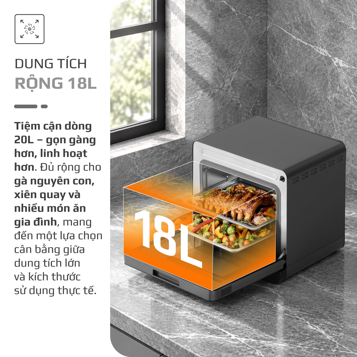 Nồi Chiên Hấp Đa Năng OLIVO SF1800 ULTRA - Dung Tích 18L - Công Nghệ Hấp GreenSteam/Chiên Eco Fry, 100 Chế Độ Cài Sẵn, Đột Phá Chiên Hấp Đa Giai Đoạn, Màu Titanium, Bảng Điều Khiển OLED Cao Cấp