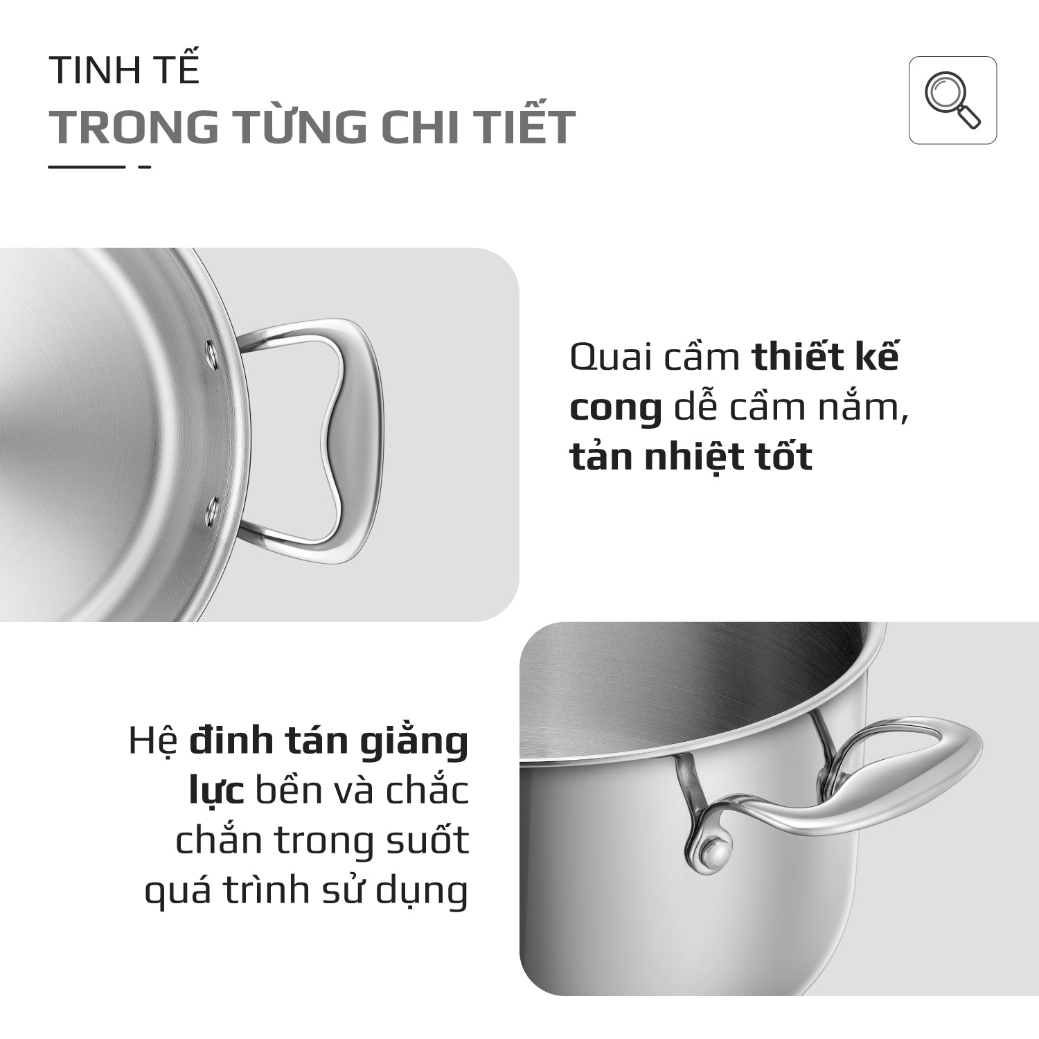 Bộ 2 Nồi OLIVO DAVINCI - Đa Dạng Kích Thước - Inox 3 Lớp - Nắp Kính Cường Lực - Nấu Được Trên Mọi Loại Bếp