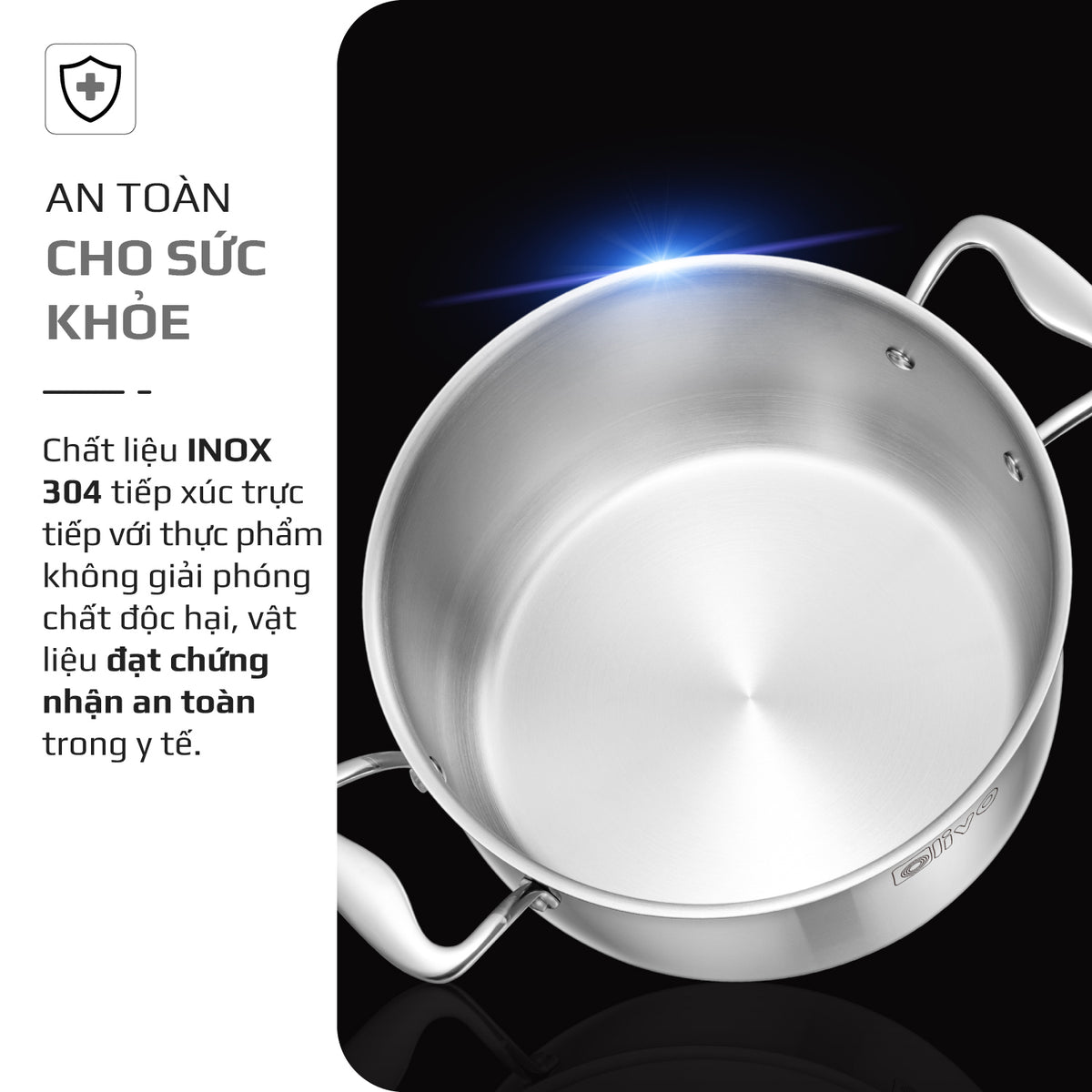 Bộ 2 Nồi OLIVO DAVINCI - Đa Dạng Kích Thước - Inox 3 Lớp - Nắp Kính Cường Lực - Nấu Được Trên Mọi Loại Bếp