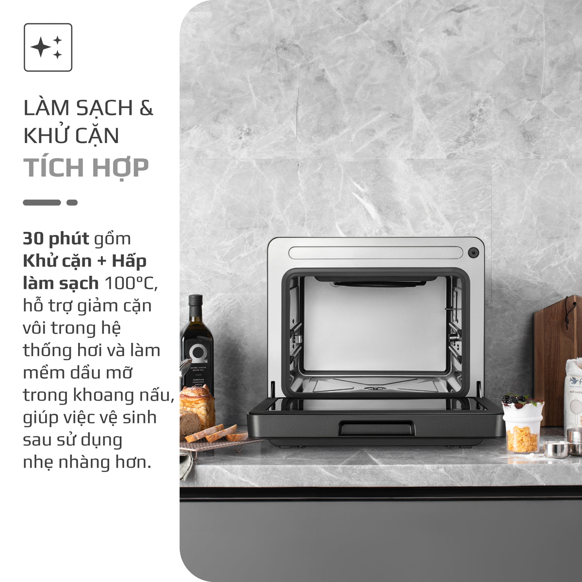 Nồi Chiên Hấp Đa Năng OLIVO SF1800 ULTRA - Dung Tích 18L - Công Nghệ Hấp GreenSteam/Chiên Eco Fry, 100 Chế Độ Cài Sẵn, Đột Phá Chiên Hấp Đa Giai Đoạn, Màu Titanium, Bảng Điều Khiển OLED Cao Cấp