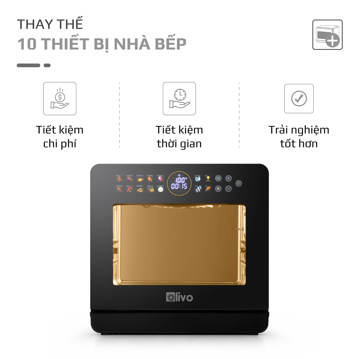 Nồi Chiên Hấp Đa Năng OLIVO SF1800 ULTRA - Dung Tích 18L - Công Nghệ Hấp GreenSteam/Chiên Eco Fry, 100 Chế Độ Cài Sẵn, Đột Phá Chiên Hấp Đa Giai Đoạn, Màu Titanium, Bảng Điều Khiển OLED Cao Cấp