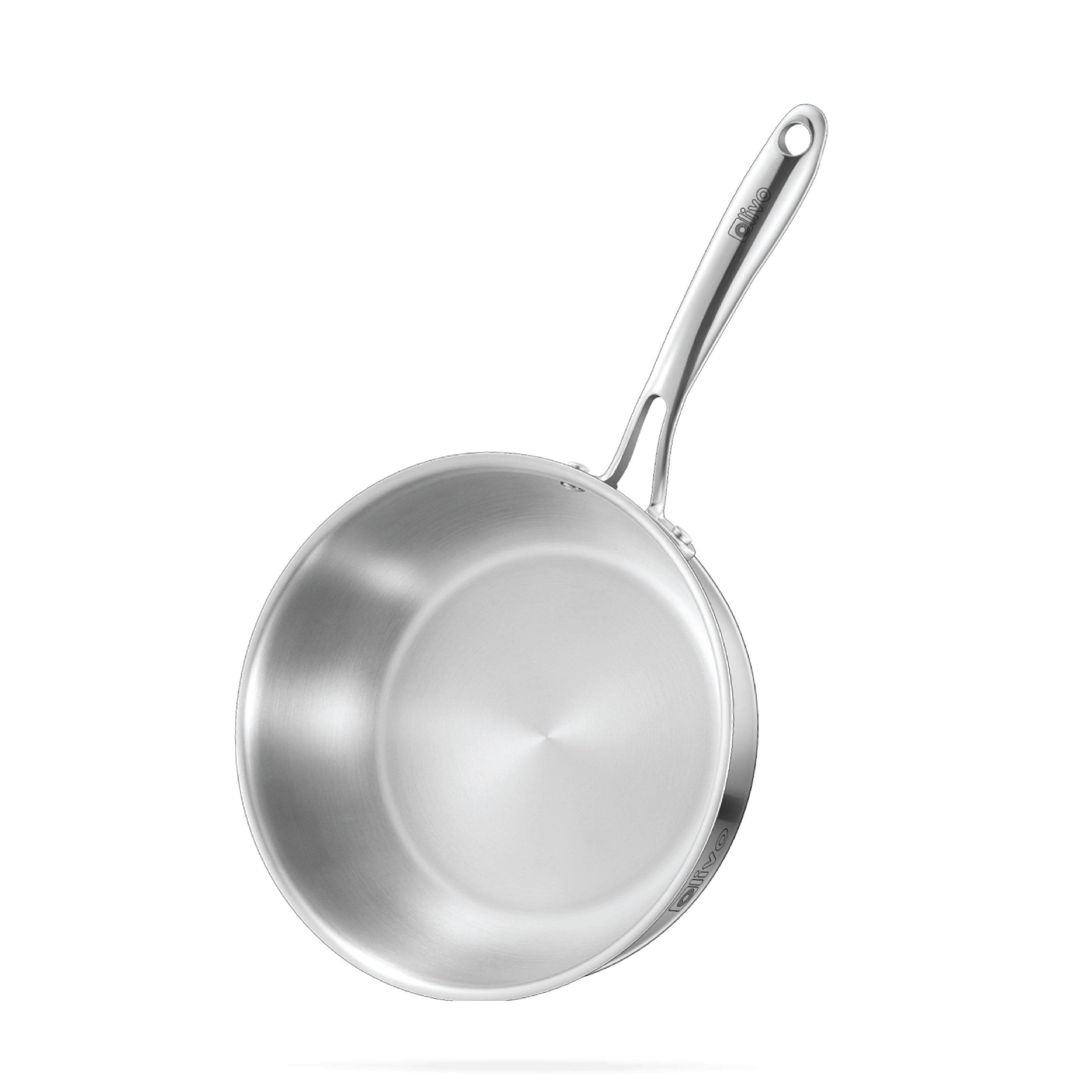 Chảo INOX OLIVO STEVE 2485 – Chống Dính Tự Nhiên, Đáy 4 Lớp, Đường Kính 24cm, Sâu Lòng 8.5cm, Nấu Được Trên Mọi Loại Bếp