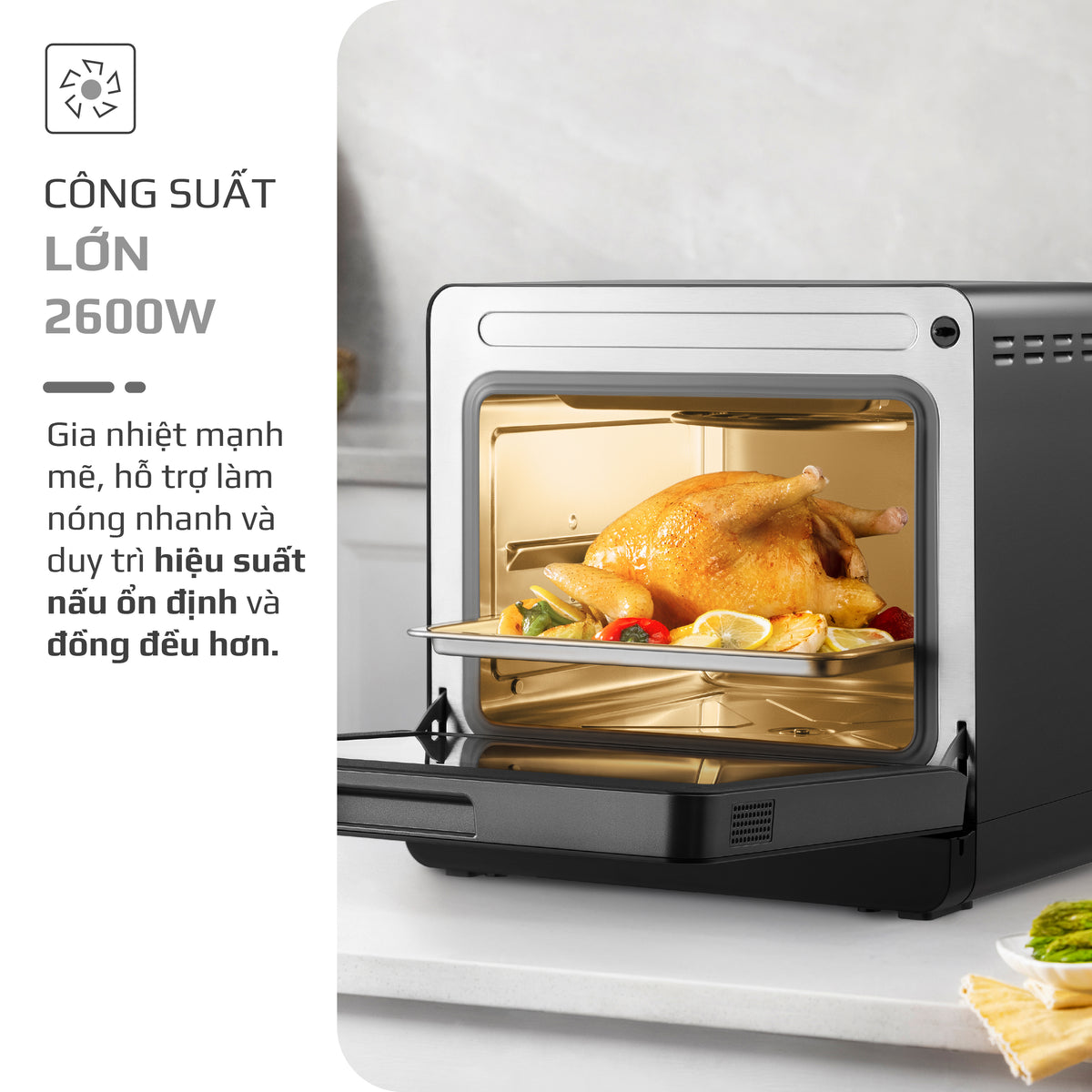 Nồi Chiên Hấp Đa Năng OLIVO SF1800 ULTRA - Dung Tích 18L - Công Nghệ Hấp GreenSteam/Chiên Eco Fry, 100 Chế Độ Cài Sẵn, Đột Phá Chiên Hấp Đa Giai Đoạn, Màu Titanium, Bảng Điều Khiển OLED Cao Cấp