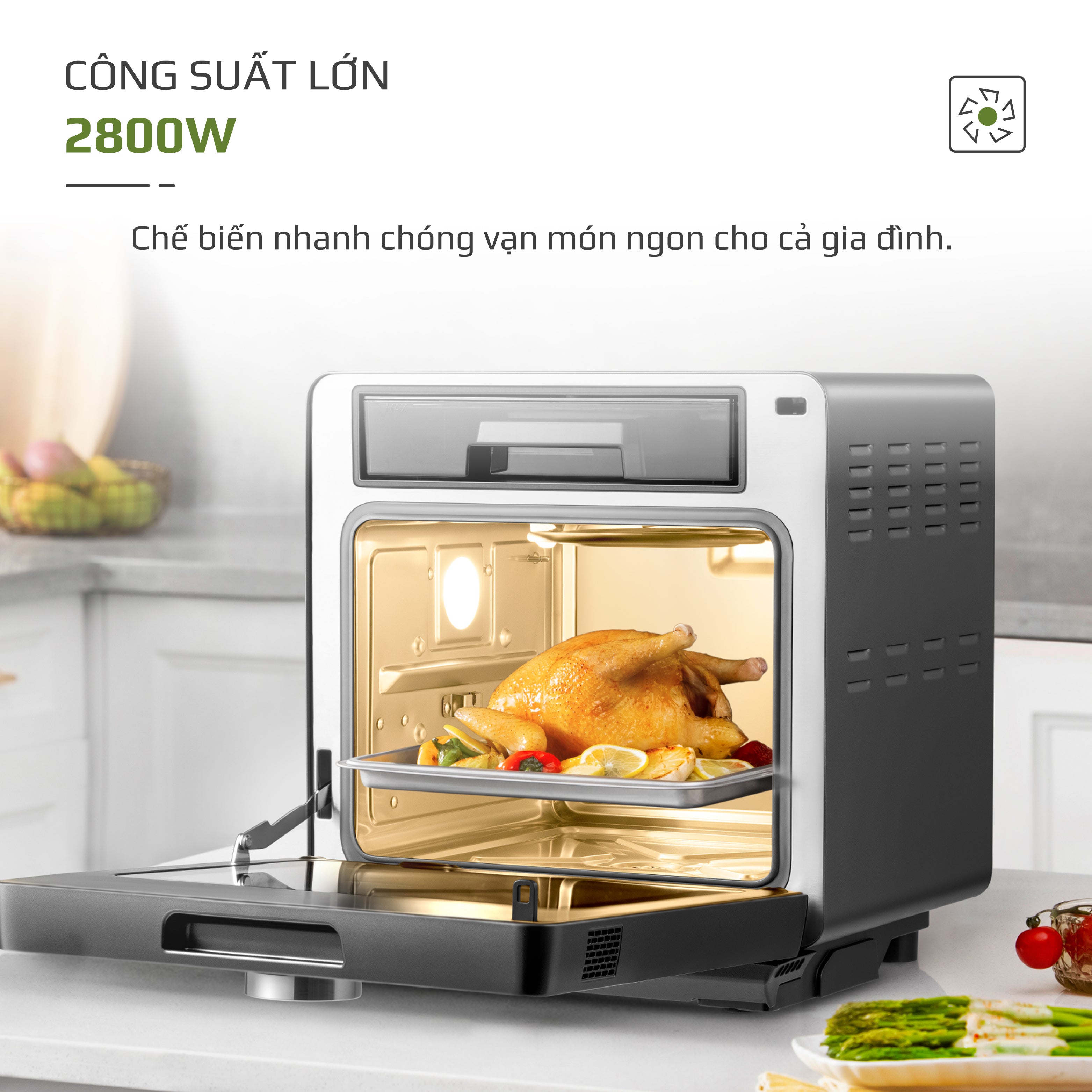 Nồi Chiên Hấp Đa Năng OLIVO SF16 PRO 2025 - 70 Chế Độ Cài Sẵn, Toàn Bộ Khoang Nồi Và Phụ Kiện Bằng Inox 304 Cao Cấp, Dung Tích 16L, Vệ Sinh Dễ Dàng