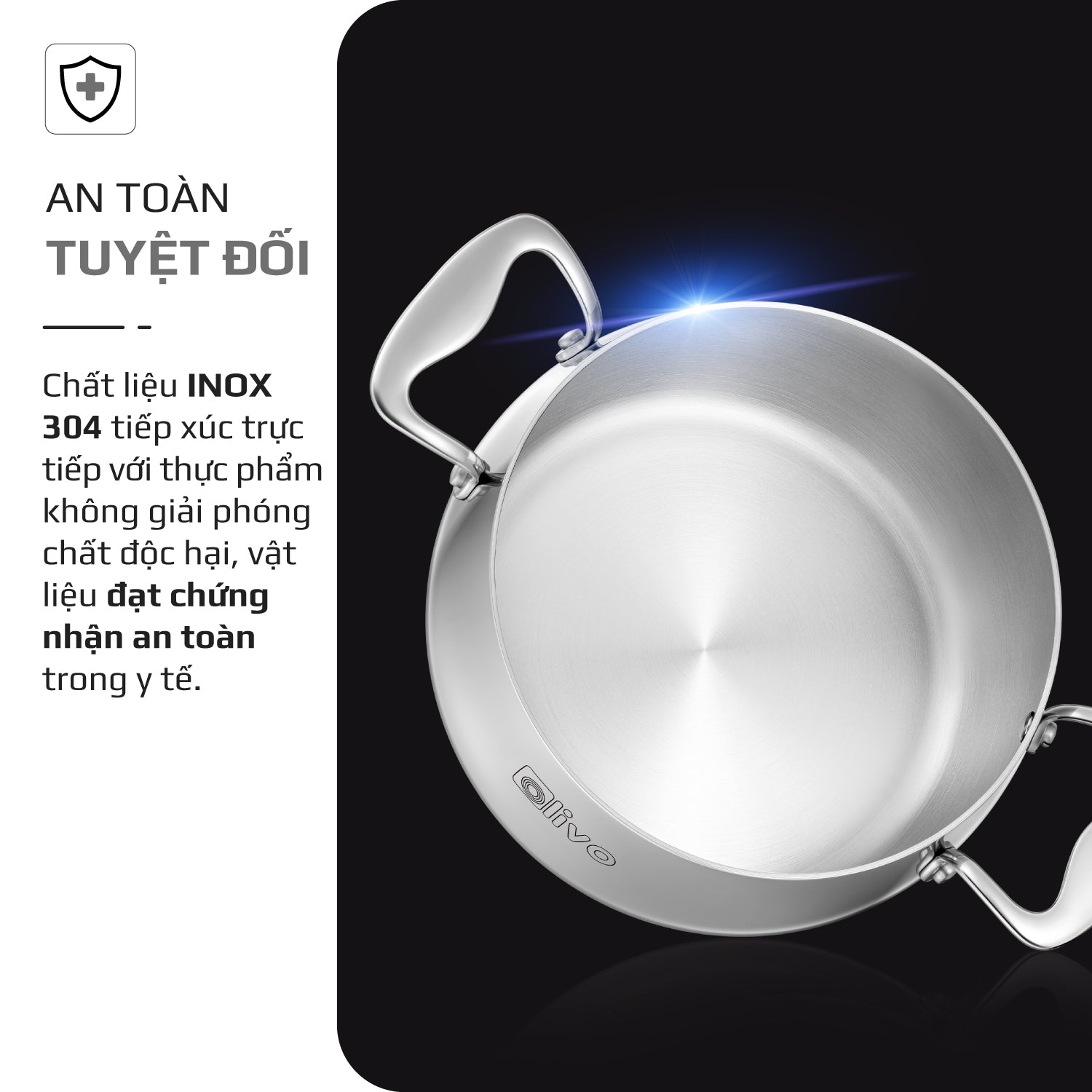 Bộ Nồi Olivo Steve CS - Bộ 3 Nồi - Đa Dạng Kích Thước - Inox 3 Lớp - Nắp Kính Cường Lực - Nấu Được Trên Mọi Loại Bếp