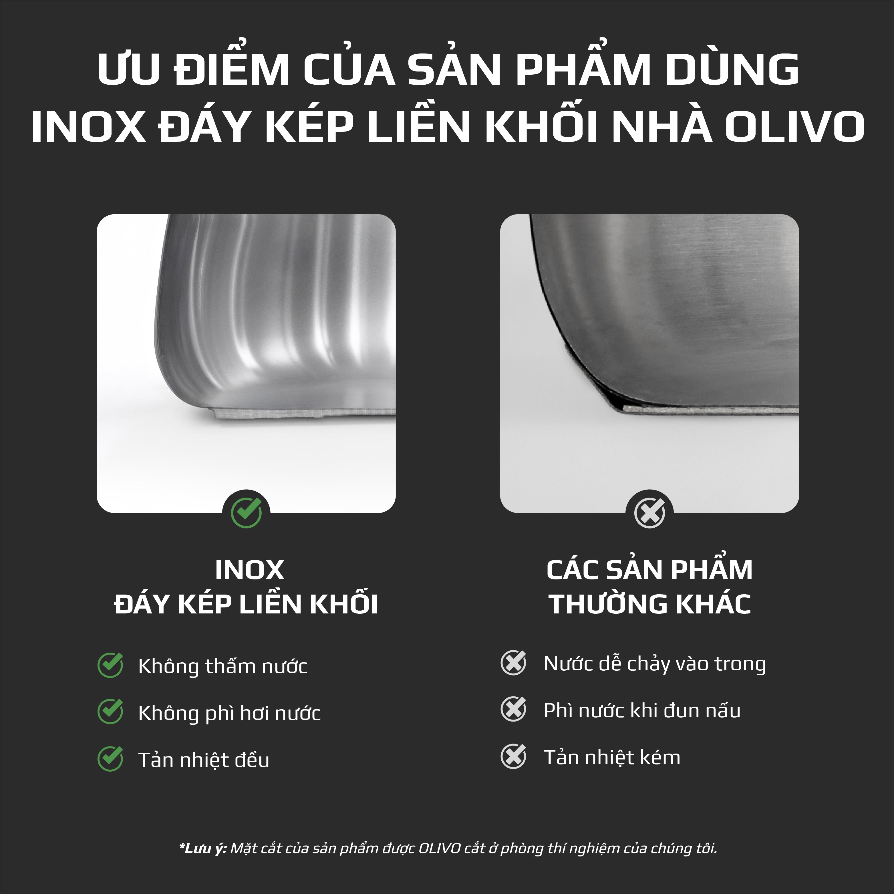 Bộ Nồi Inox OLIVO Chef’s Premium - Bộ 3 Nồi - Đa Dạng Kích Thước - Đáy Kép Liền Khối - Nắp Kính Cường Lực - Nấu Được Trên Mọi Loại Bếp