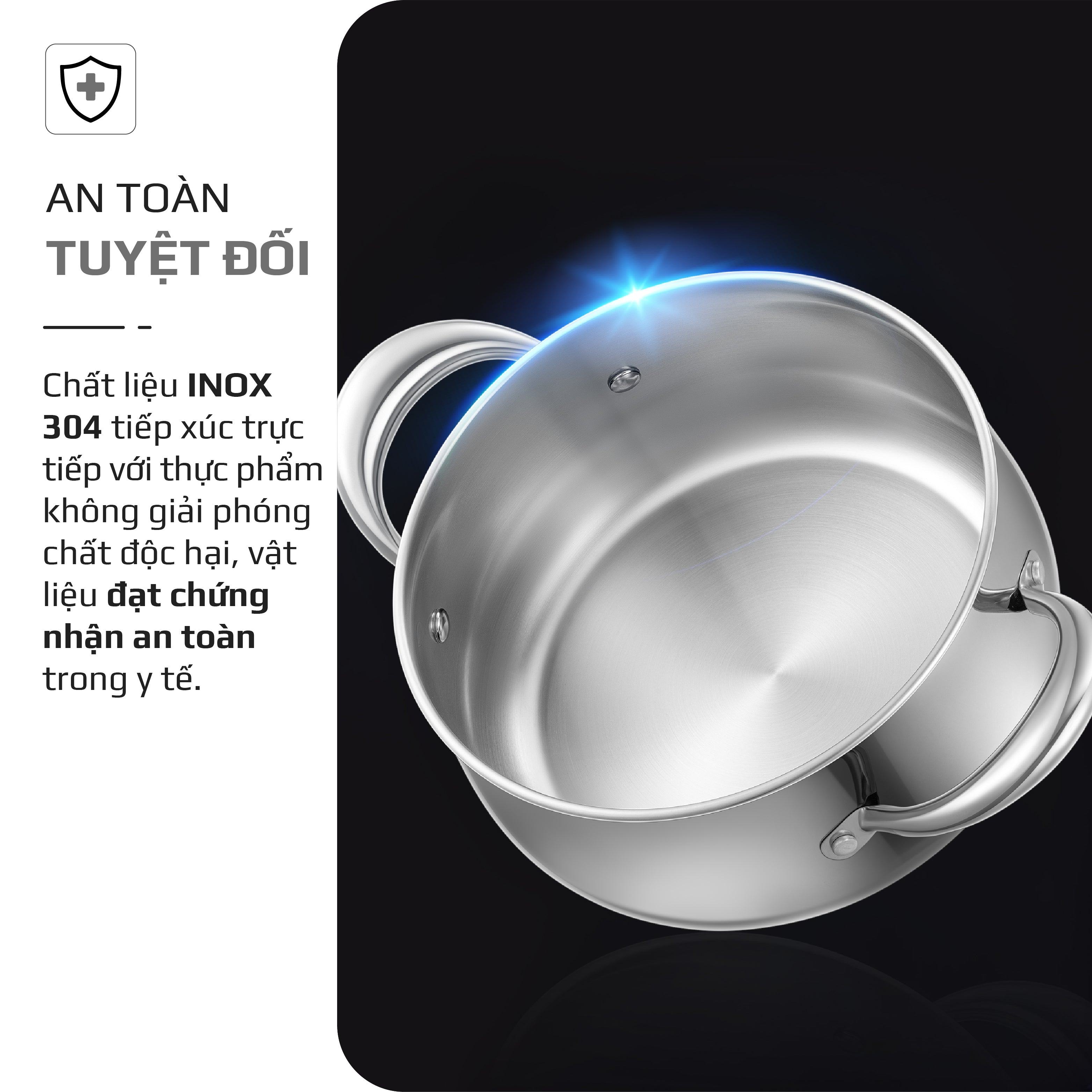 Bộ Nồi Inox OLIVO Chef’s Premium - Bộ 3 Nồi - Đa Dạng Kích Thước - Đáy Kép Liền Khối - Nắp Kính Cường Lực - Nấu Được Trên Mọi Loại Bếp