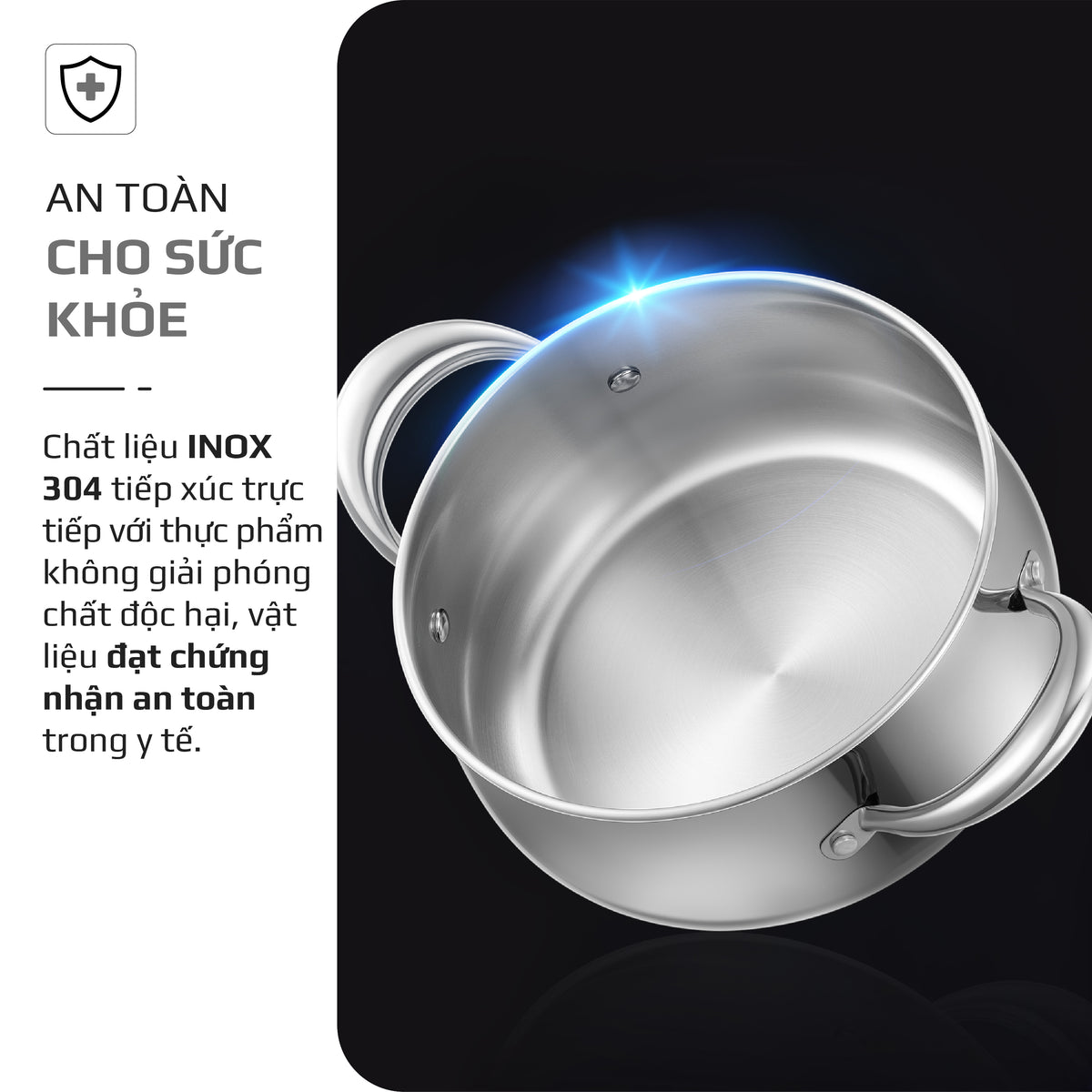 Bộ Nồi Inox OLIVO Chef’s Premium - Bộ 3 Nồi - Đa Dạng Kích Thước - Đáy Kép Liền Khối - Nắp Kính Cường Lực - Nấu Được Trên Mọi Loại Bếp