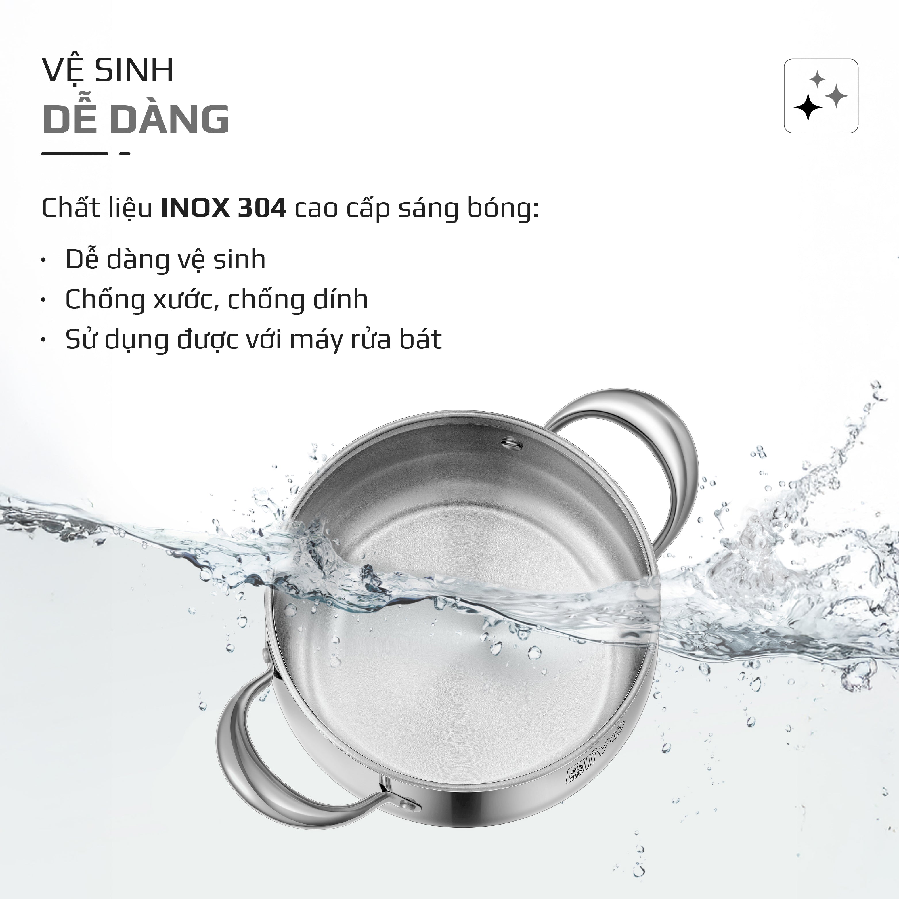 Bộ Nồi Inox OLIVO Chef’s Premium - Bộ 3 Nồi - Đa Dạng Kích Thước - Đáy Kép Liền Khối - Nắp Kính Cường Lực - Nấu Được Trên Mọi Loại Bếp