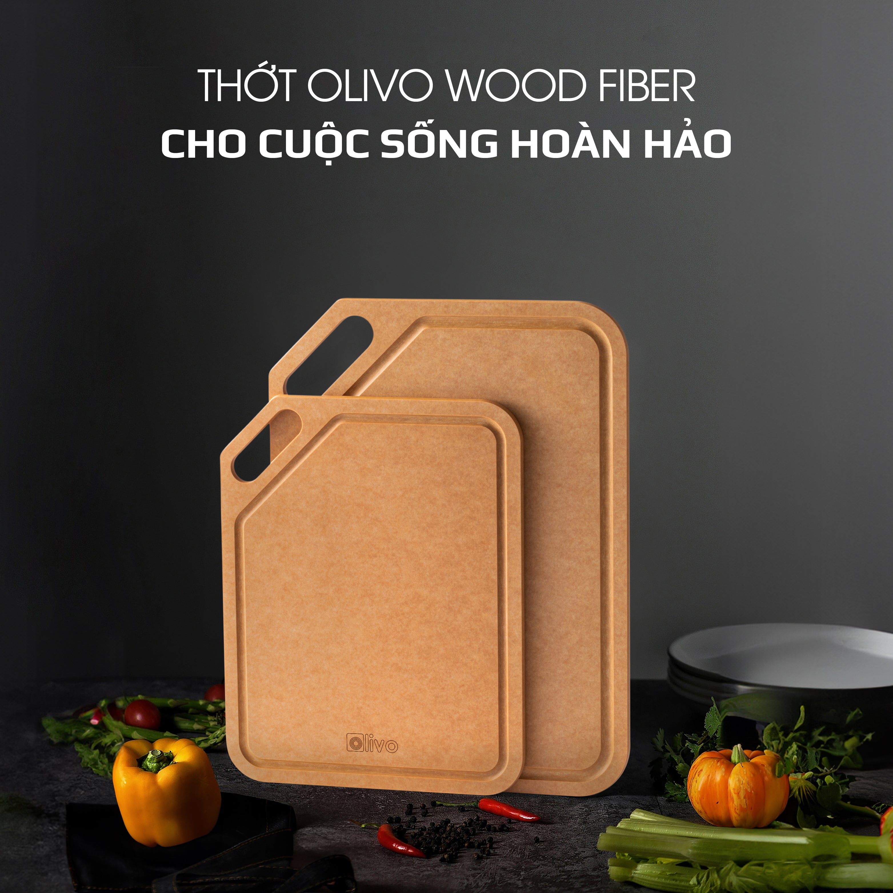Thớt Sợi Gỗ OLIVO Wood Fiber K30S – K37S – Chống Cong Vênh, Ẩm Mốc, Không Bám Mùi Thực Phẩm – Sử Dụng Được Với Máy Rửa Bát