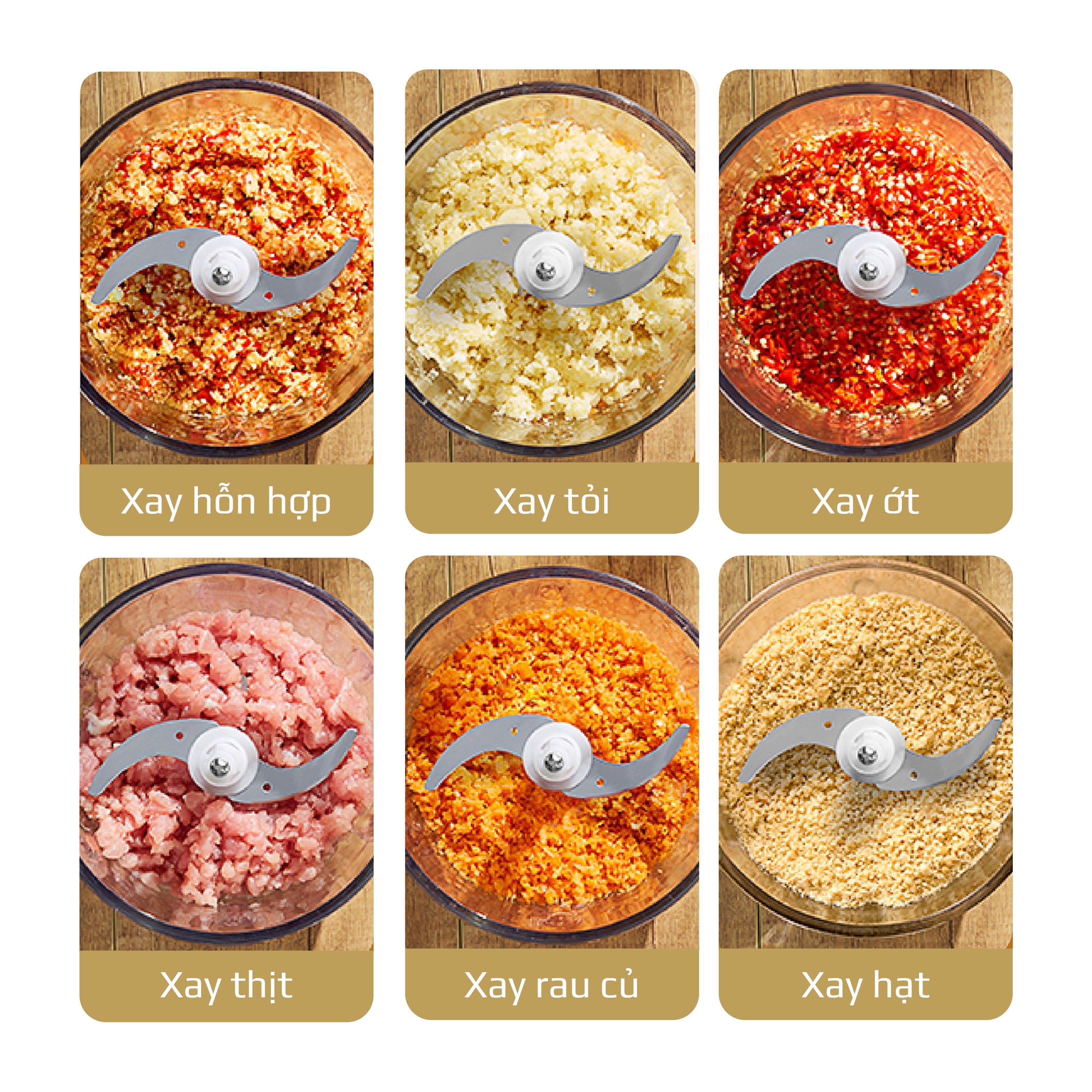 Máy Xay Thực Phẩm Đa Năng OLIVO FC25 - 2 Cối Xay - Dung Tích 2L Và 300ML - Công Suất 300W - 3 Chế Độ Xay